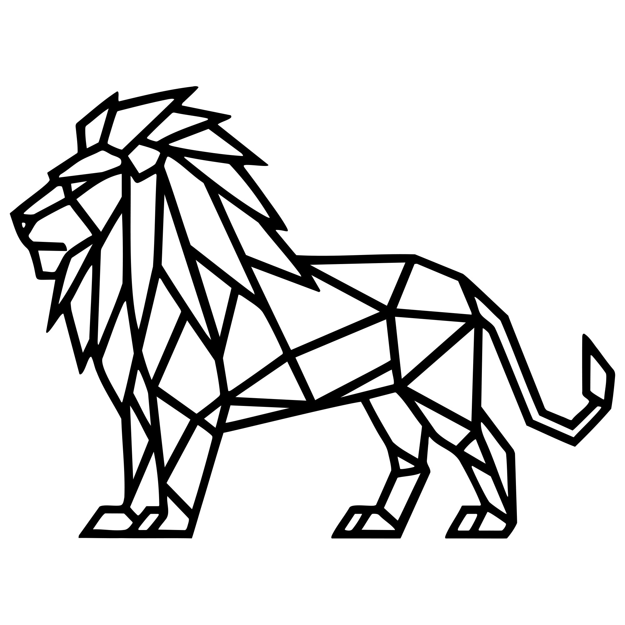 Geometric Lion DXF File – CNC Cutting Design | AWLION577