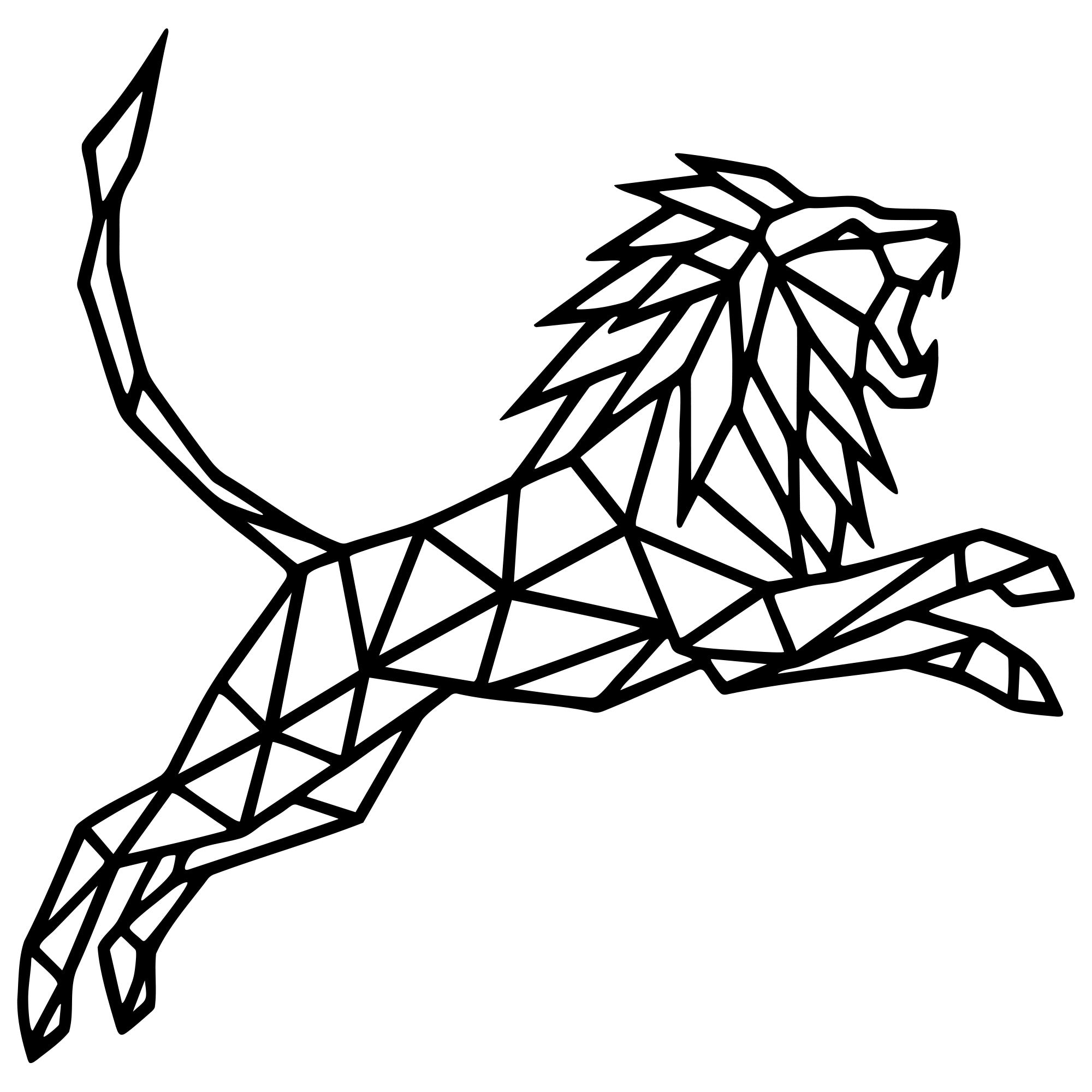 Geometric Lion DXF File – CNC Cutting Design | AWLION581