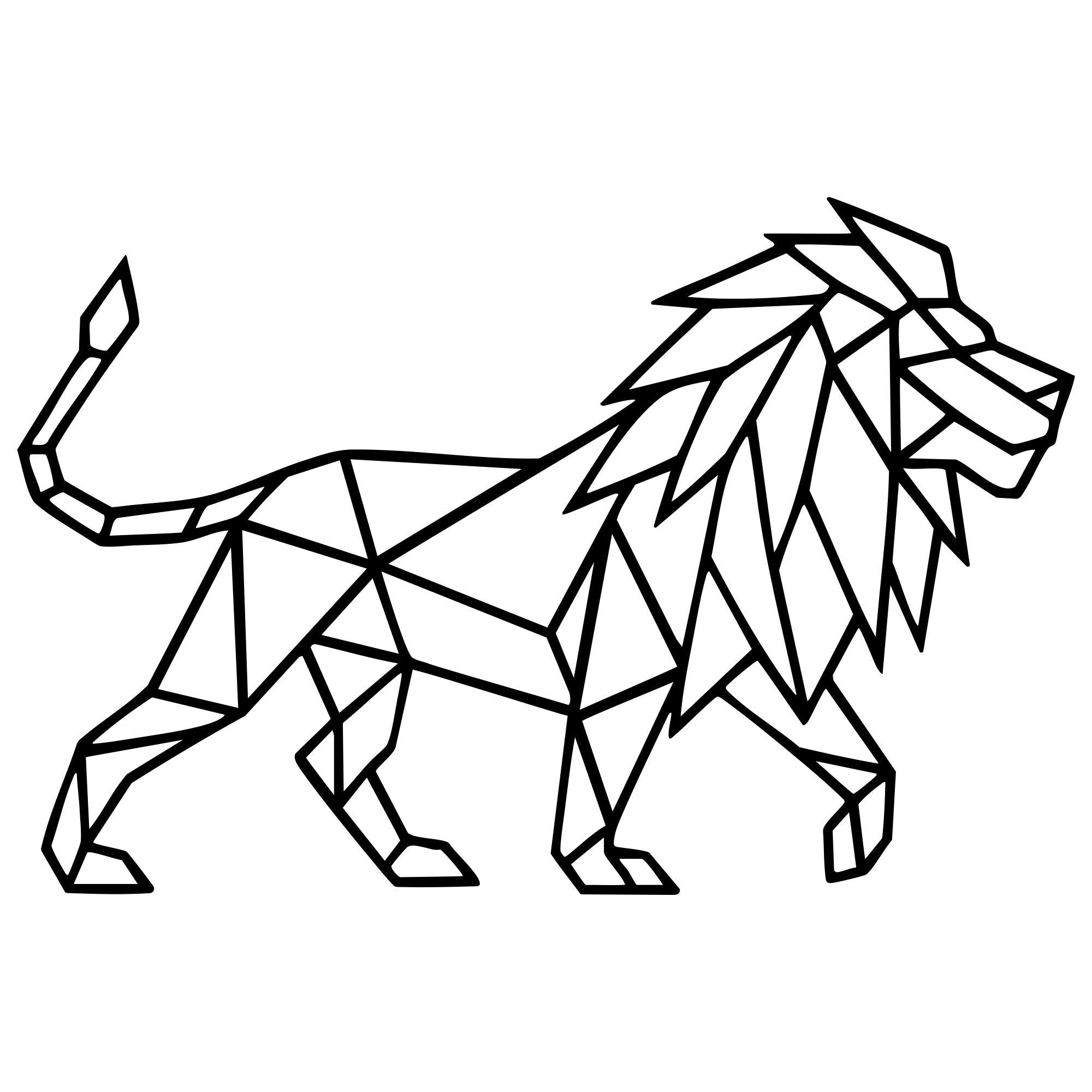 Geometric Lion DXF File – CNC Cutting Design | AWLION582