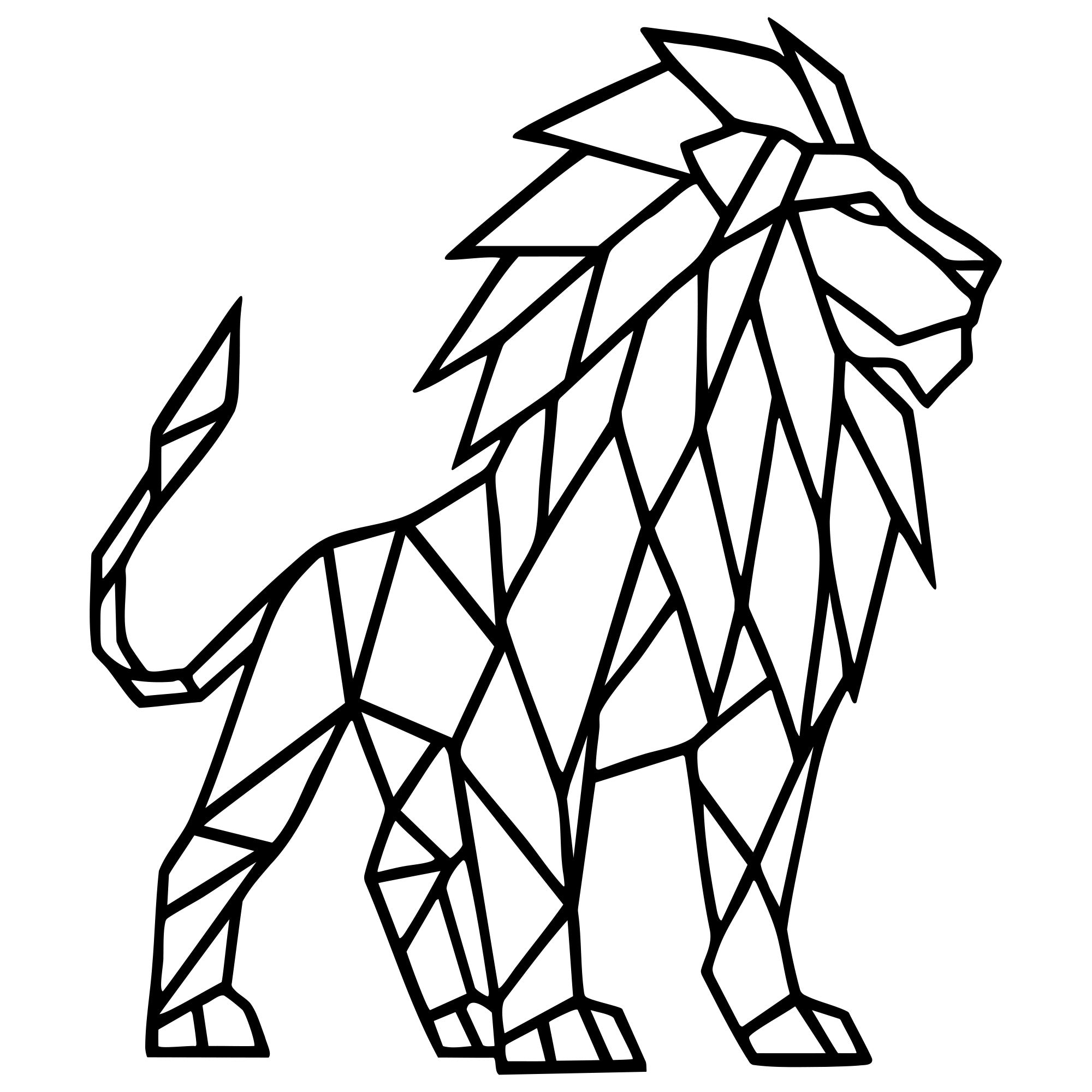 Geometric Lion DXF File – CNC Cutting Design | AWLION583