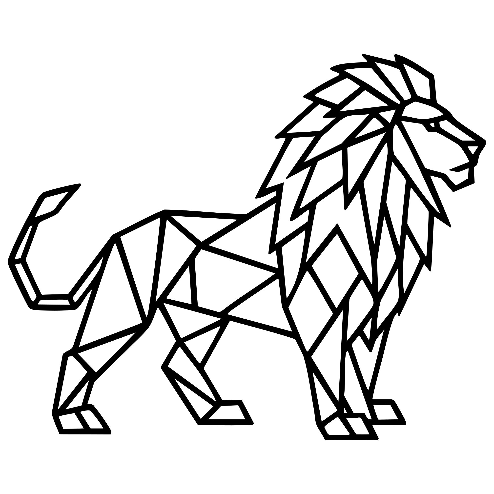 Geometric Lion DXF File – CNC Cutting Design | AWLION584