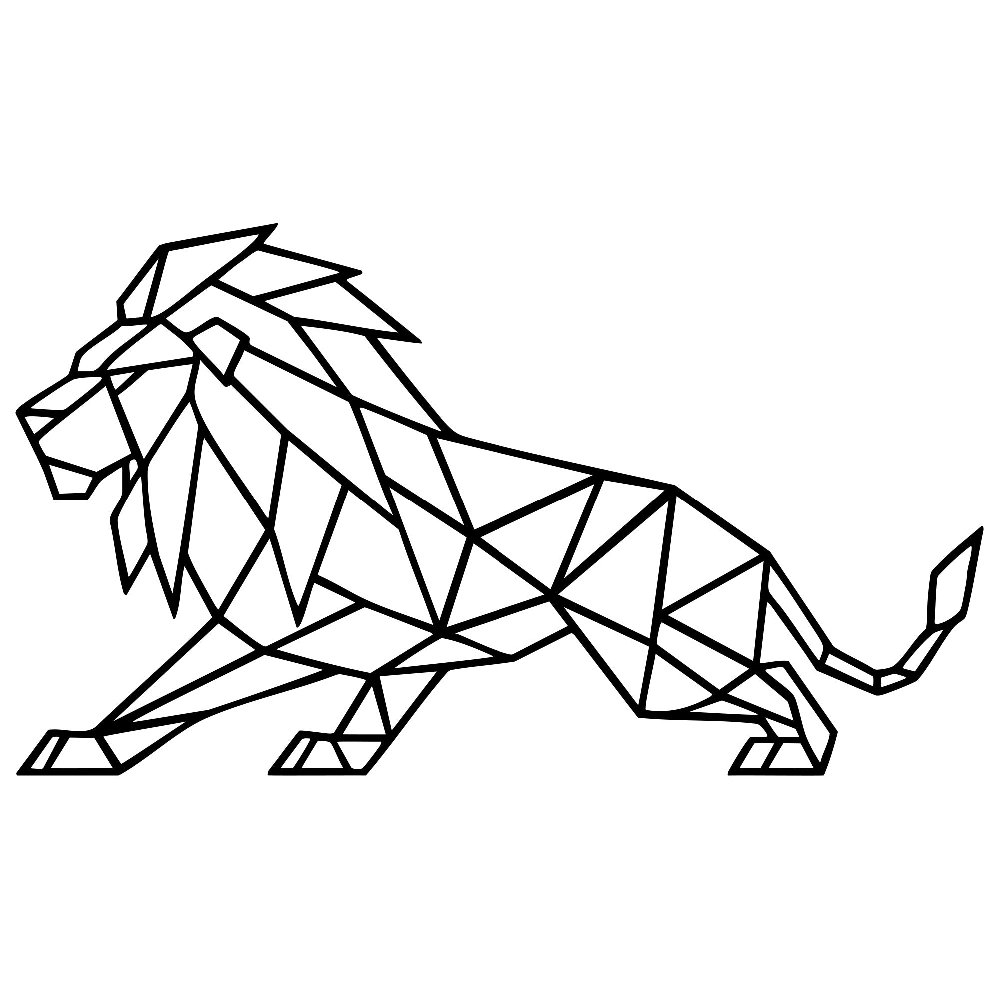 Geometric Lion DXF File – CNC Cutting Design | AWLION585