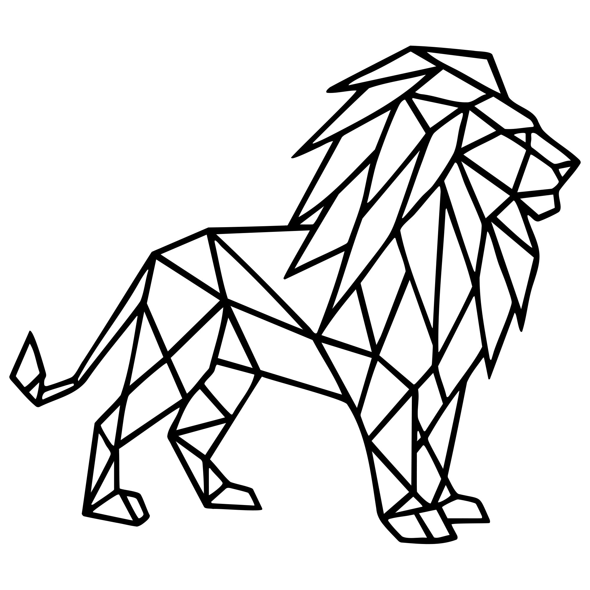 Geometric Lion DXF File – CNC Cutting Design | AWLION586