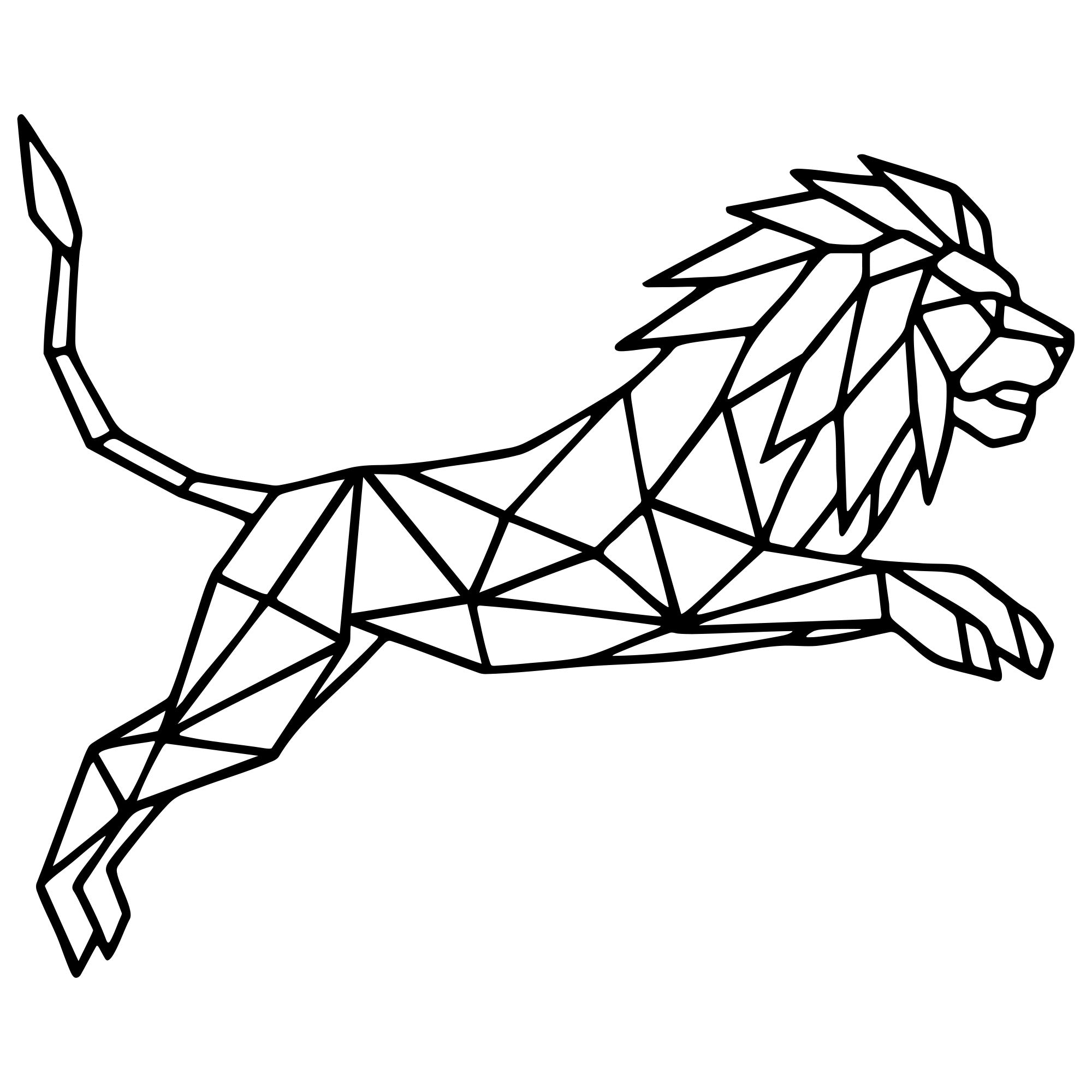 Geometric Lion DXF File – CNC Cutting Design | AWLION587