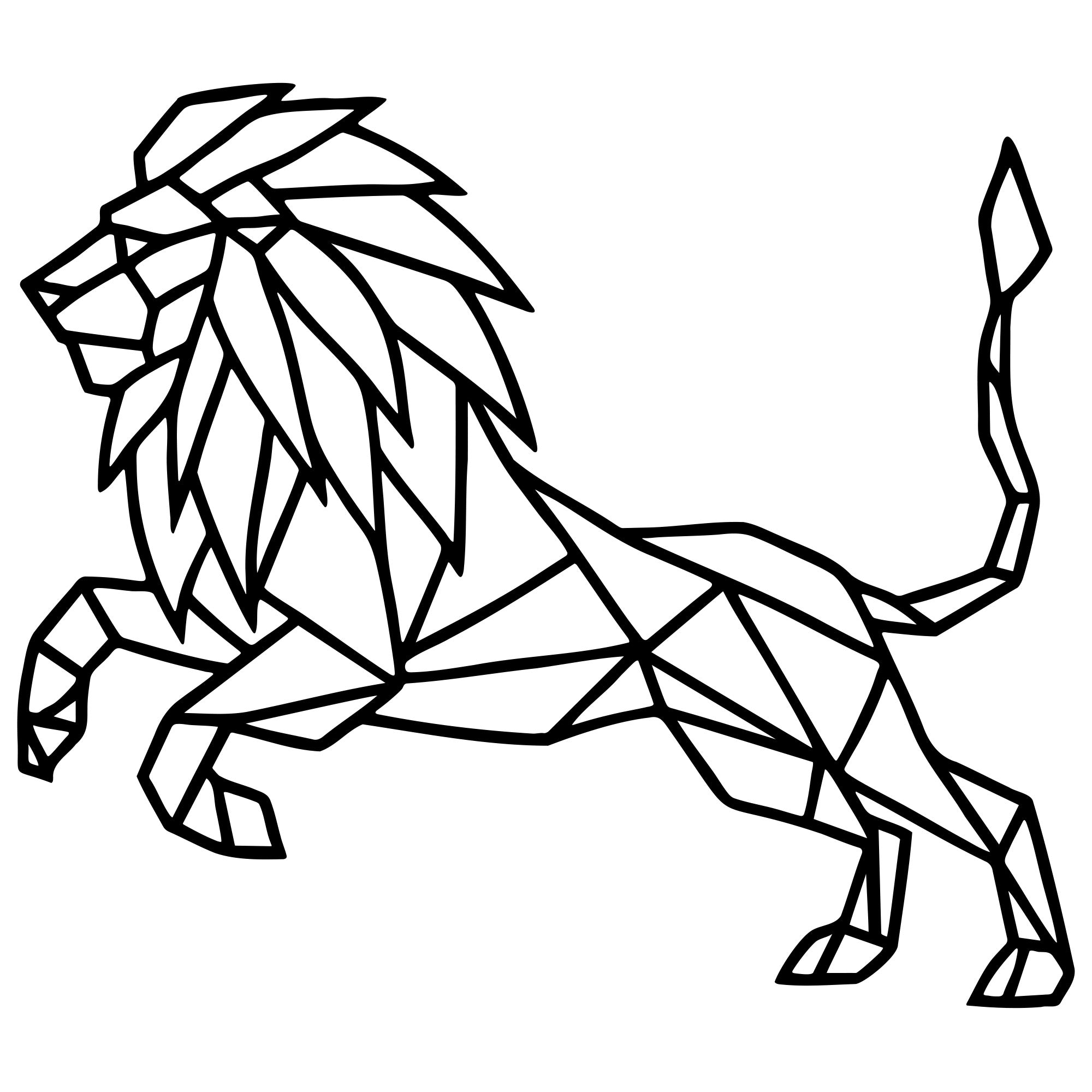 Geometric Lion DXF File – CNC Cutting Design | AWLION588