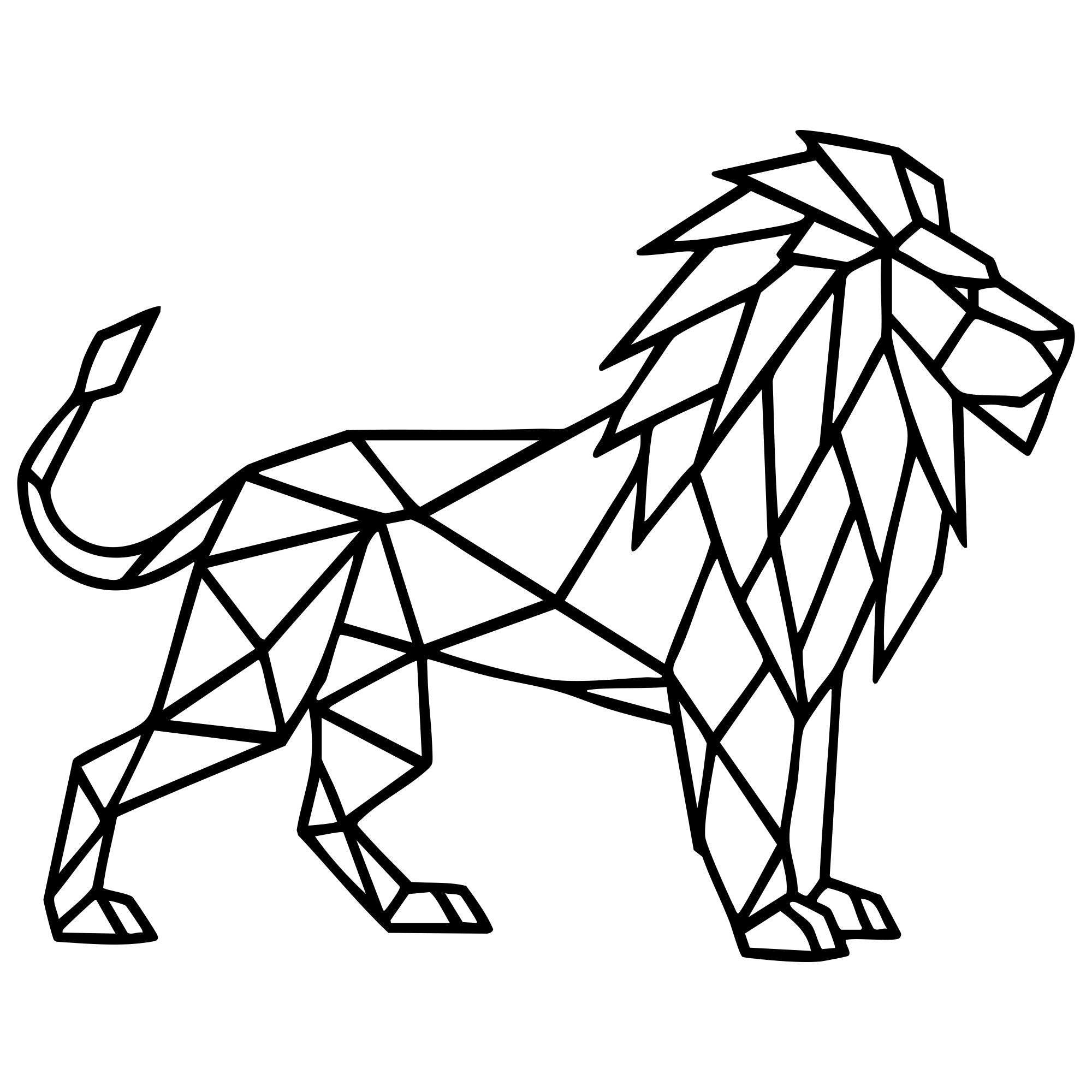 Geometric Lion DXF File – CNC Cutting Design | AWLION589