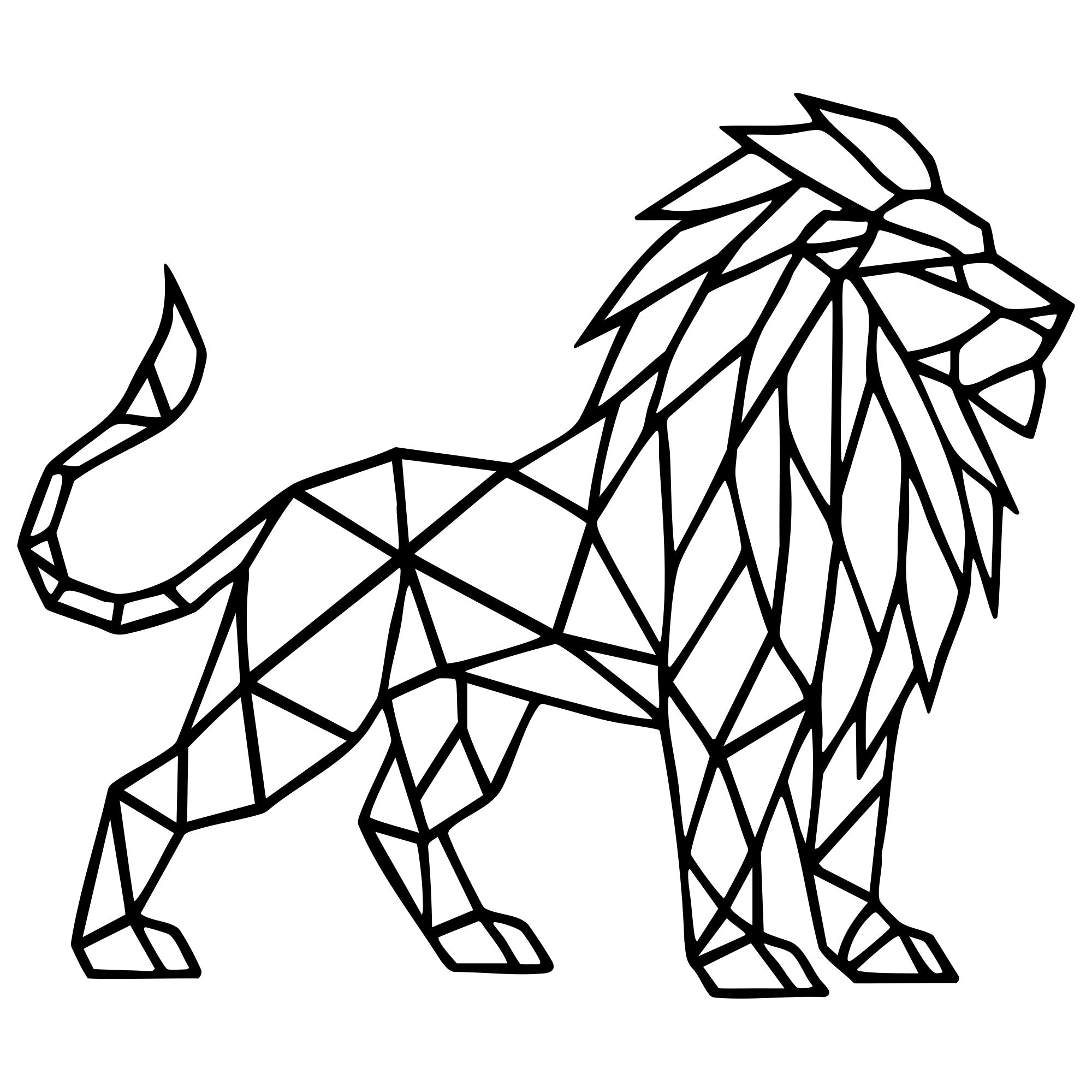 Geometric Lion DXF File – CNC Cutting Design | AWLION593