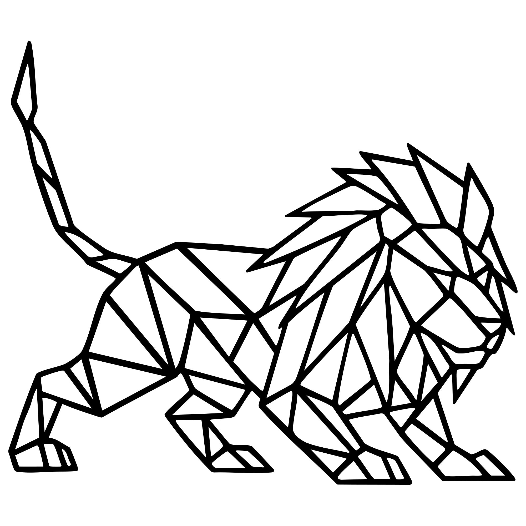 Geometric Lion DXF File – CNC Cutting Design | AWLION596