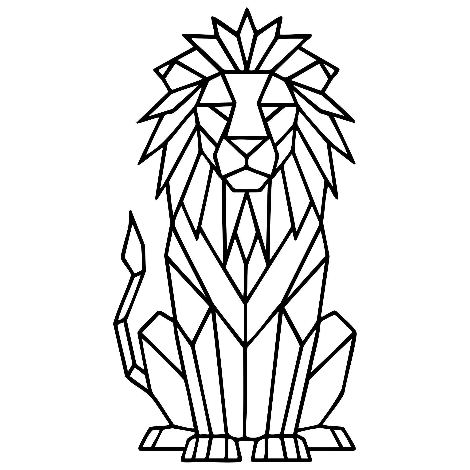 Geometric Lion DXF File – CNC Cutting Design | AWLION598