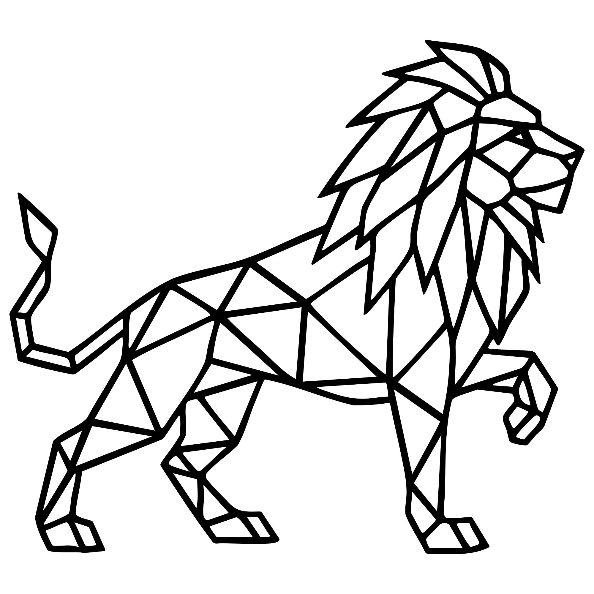 Geometric Lion DXF File – CNC Cutting Design | AWLION599
