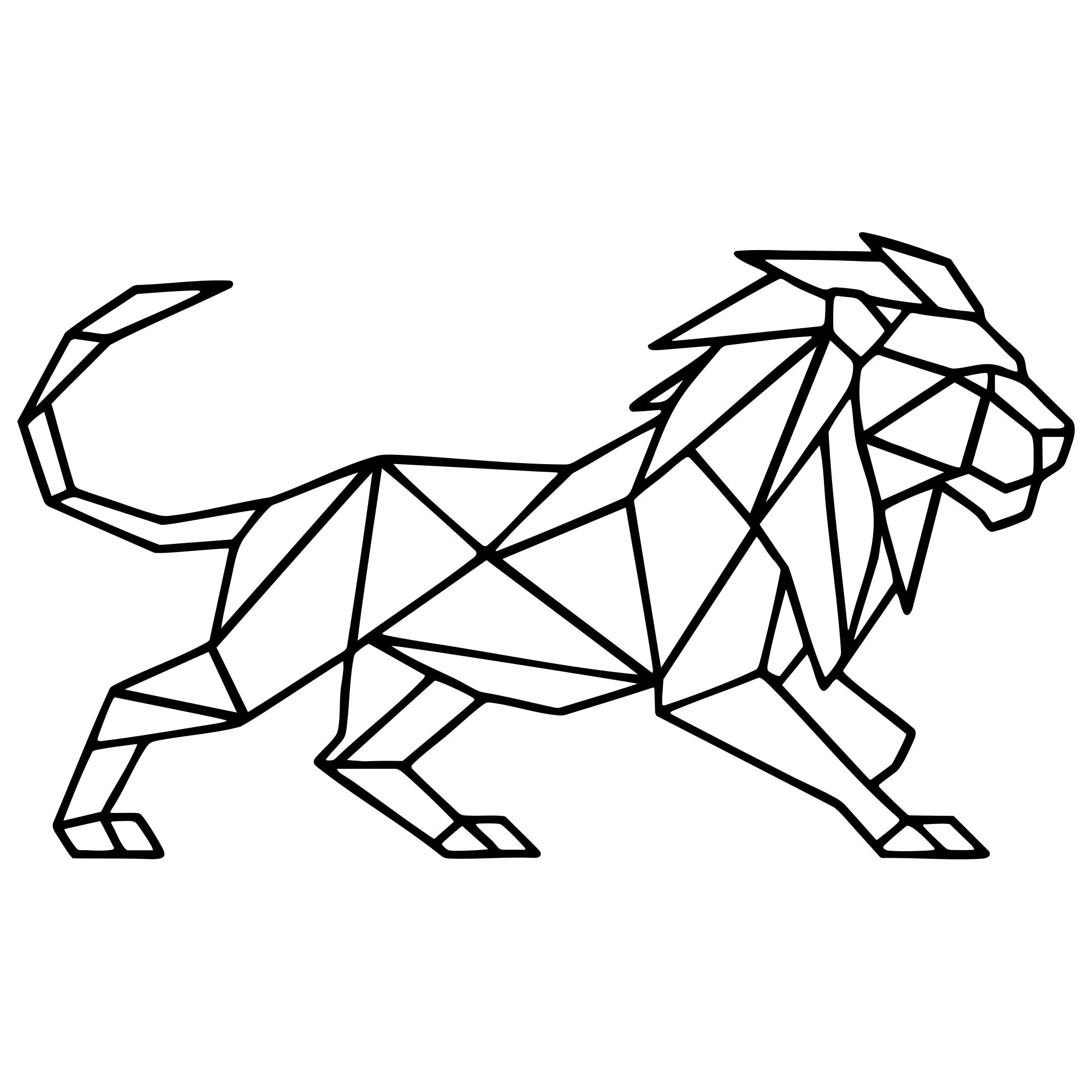 Geometric Lion DXF File – CNC Cutting Design | AWLION601