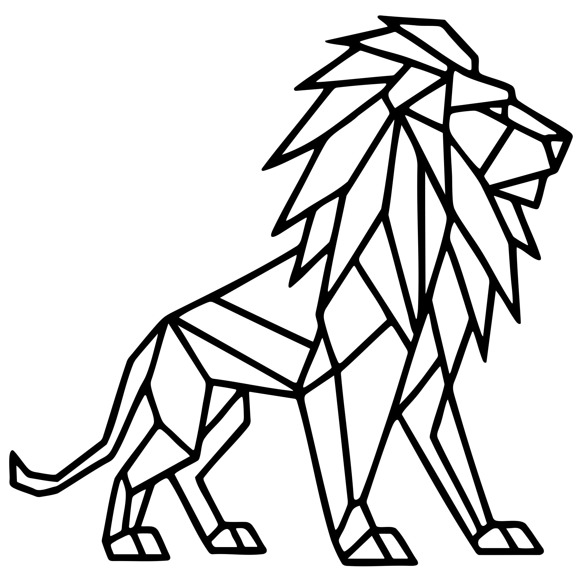 Geometric Lion DXF File – CNC Cutting Design | AWLION602