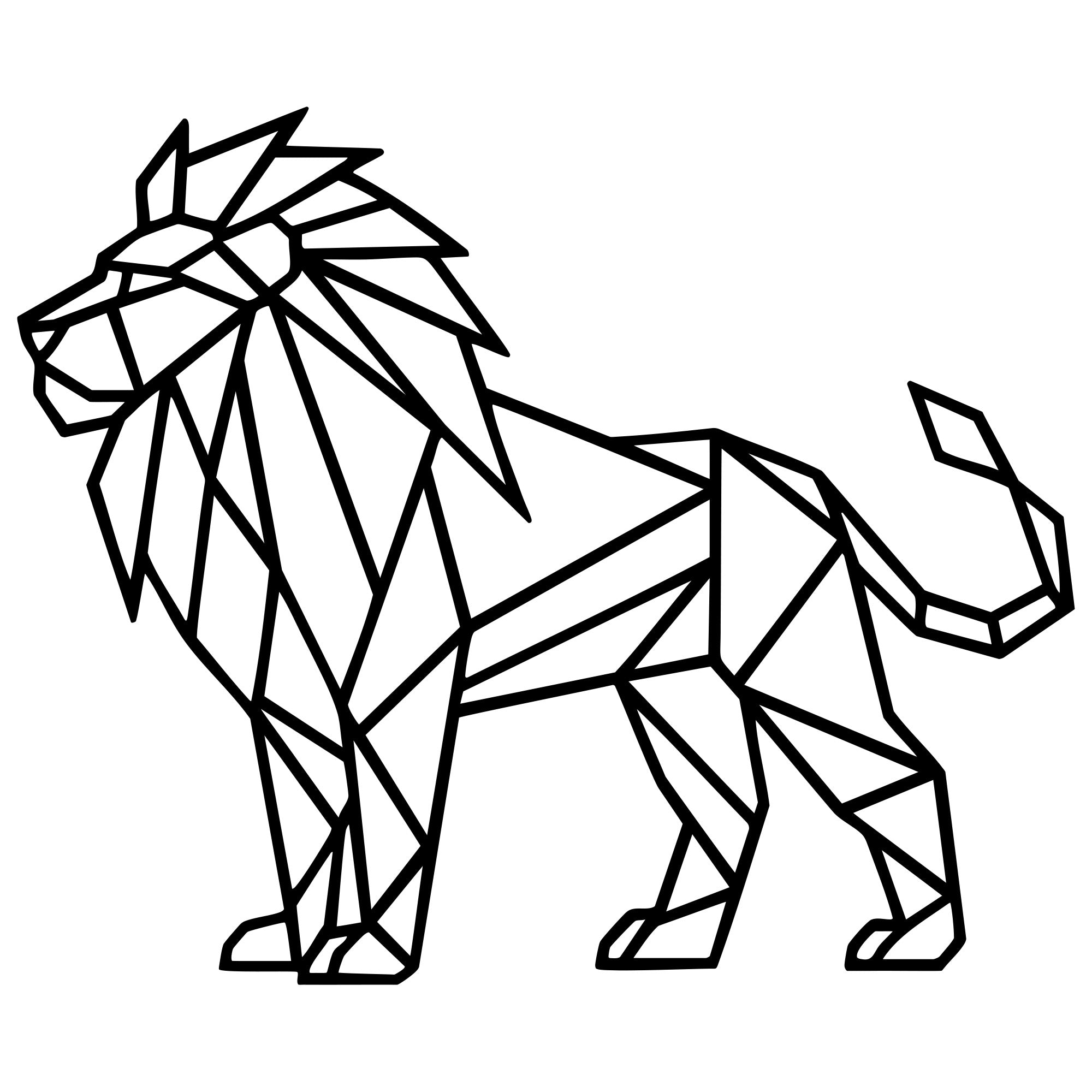 Geometric Lion DXF File – CNC Cutting Design | AWLION603