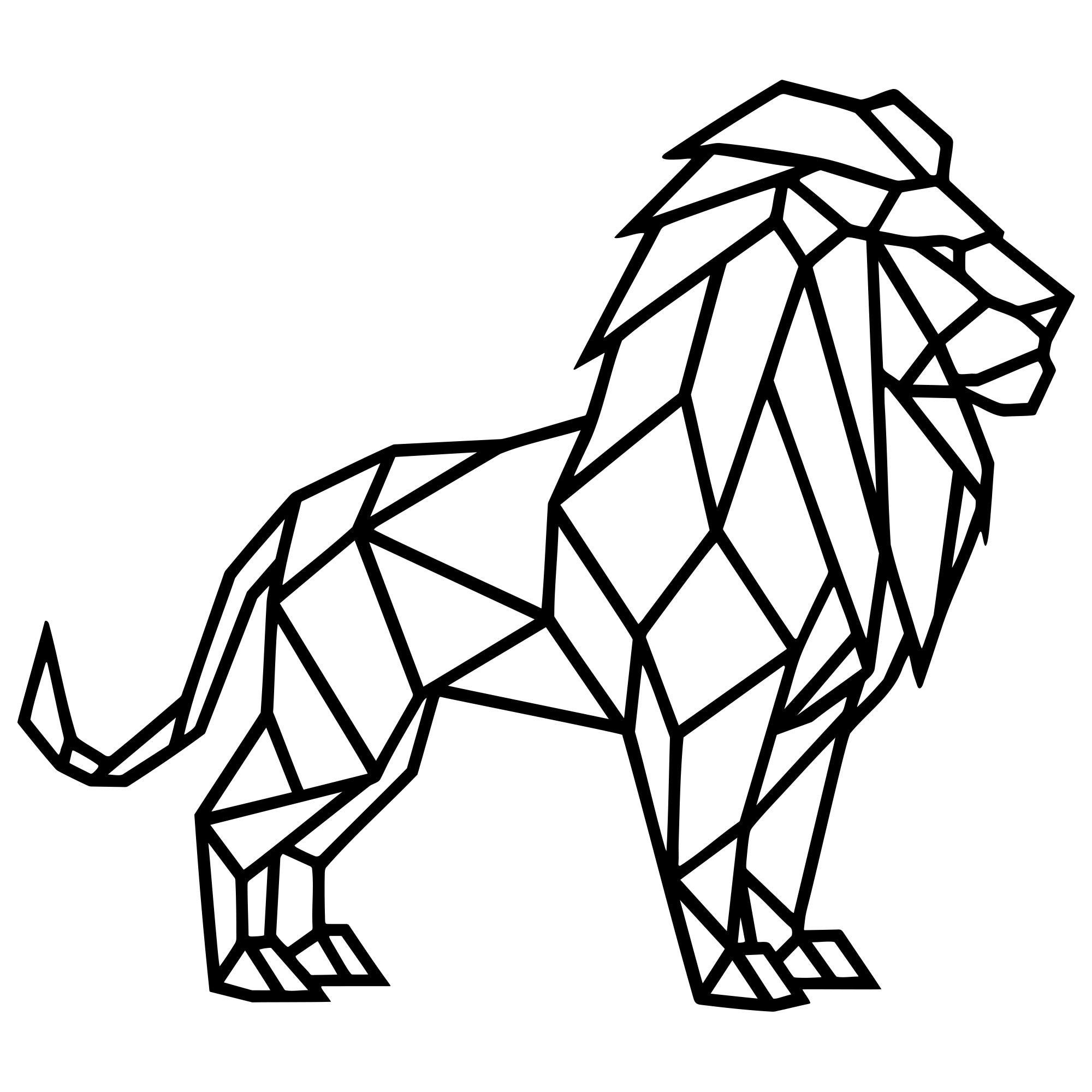 Geometric Lion DXF File – CNC Cutting Design | AWLION604