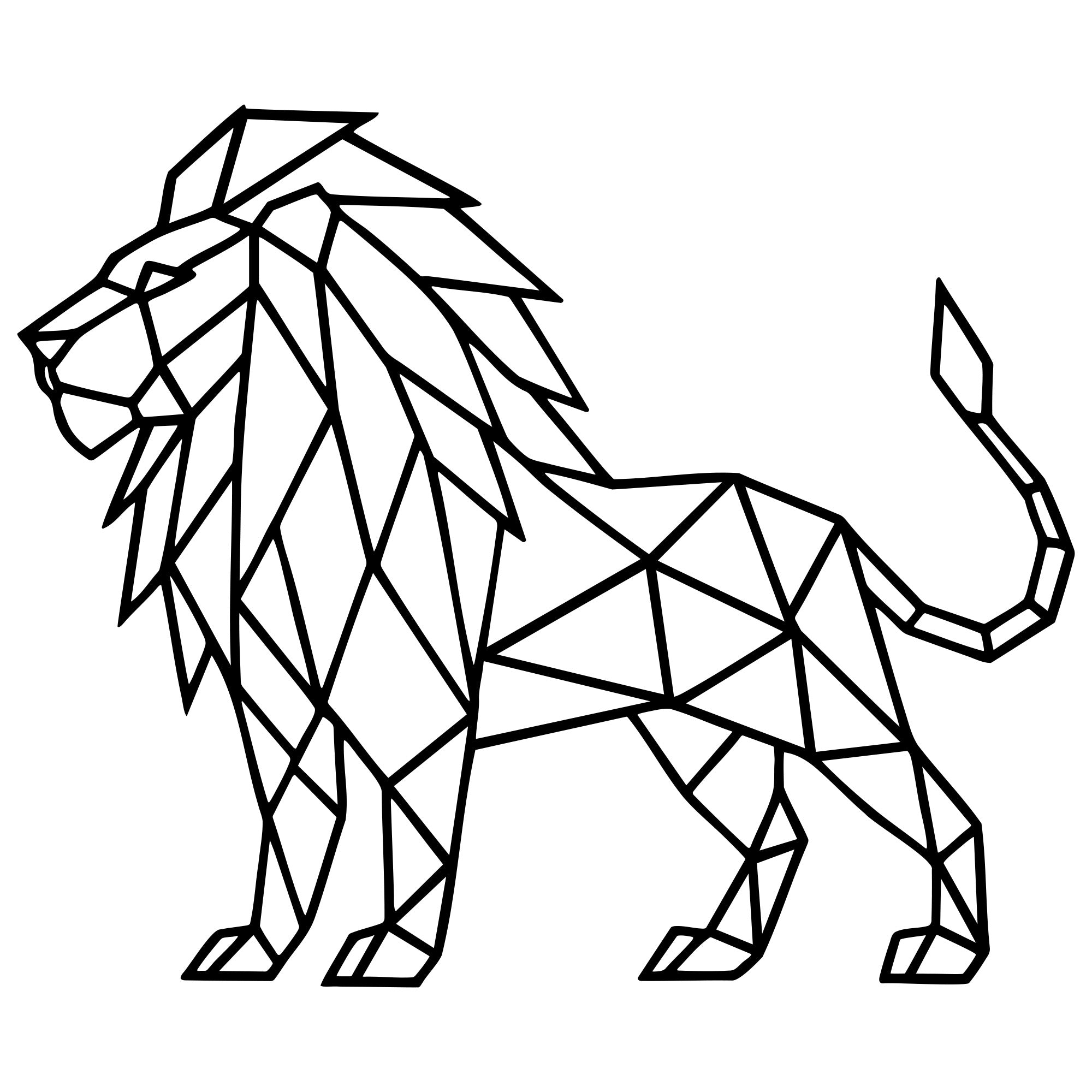 Geometric Lion DXF File – CNC Cutting Design | AWLION605