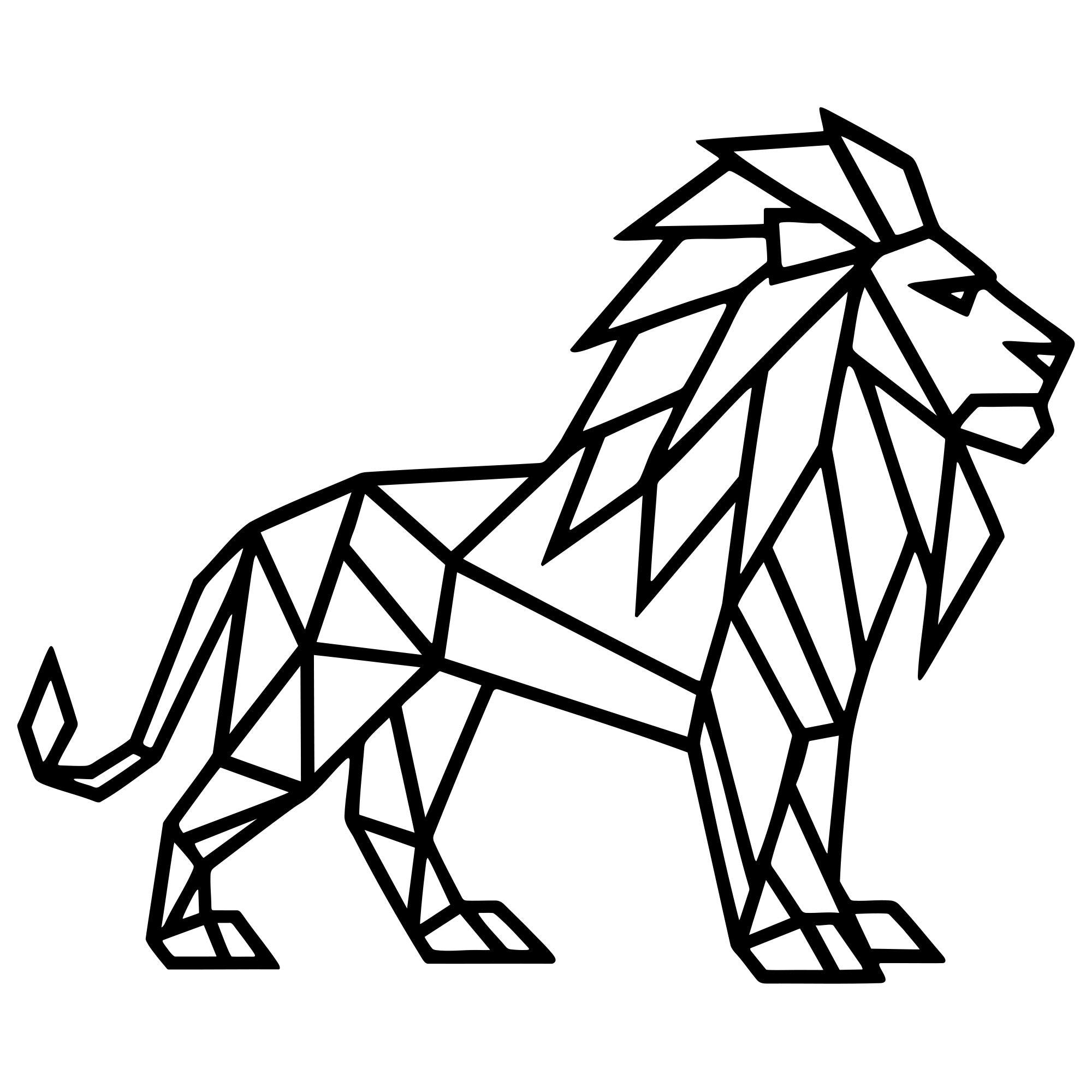Geometric Lion DXF File – CNC Cutting Design | AWLION606