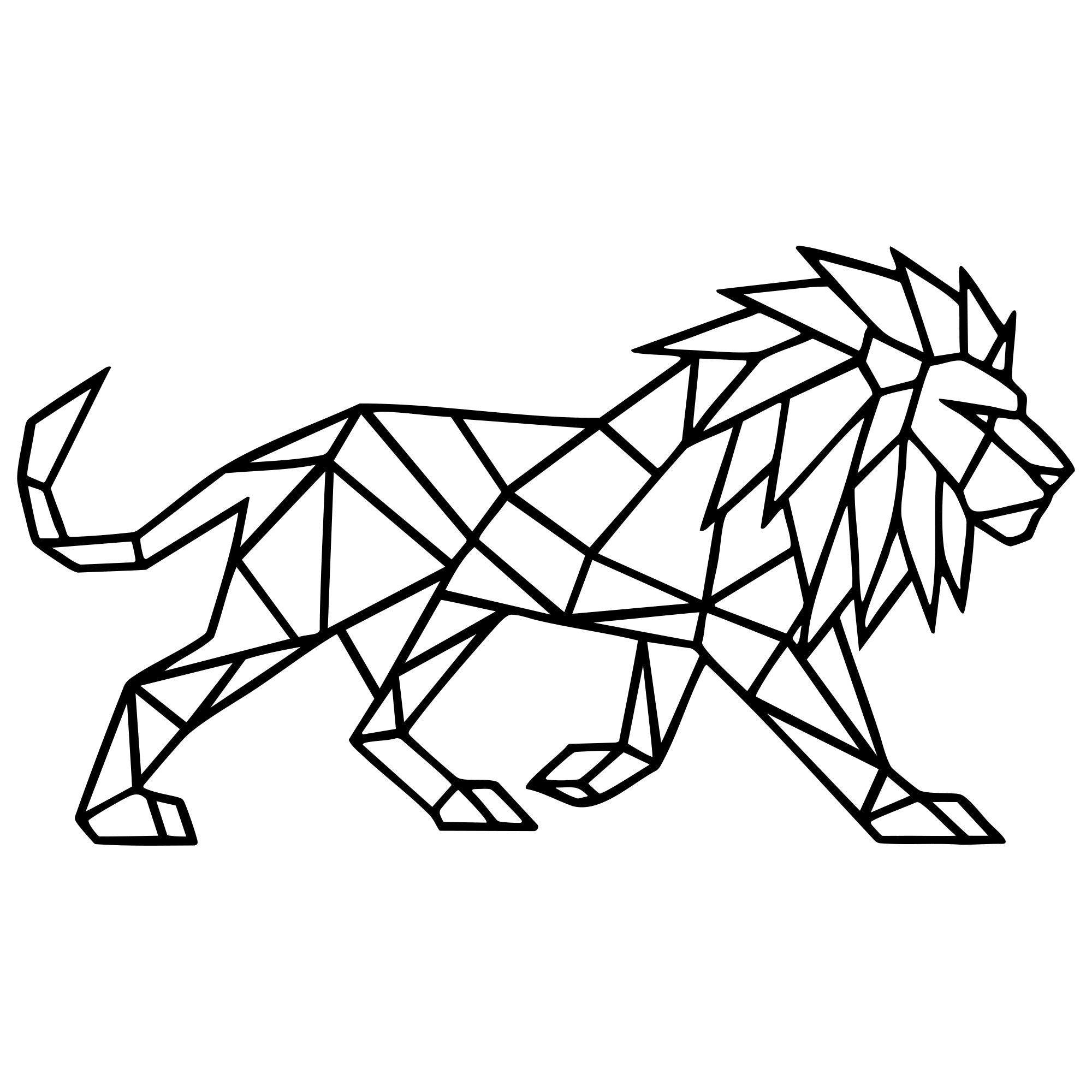 Geometric Lion DXF File – CNC Cutting Design | AWLION608