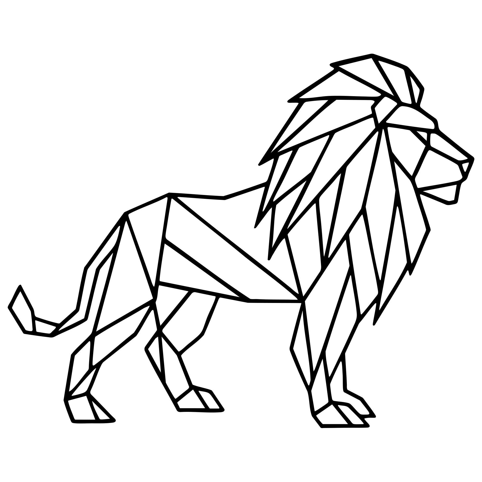 Geometric Lion DXF File – CNC Cutting Design | AWLION609