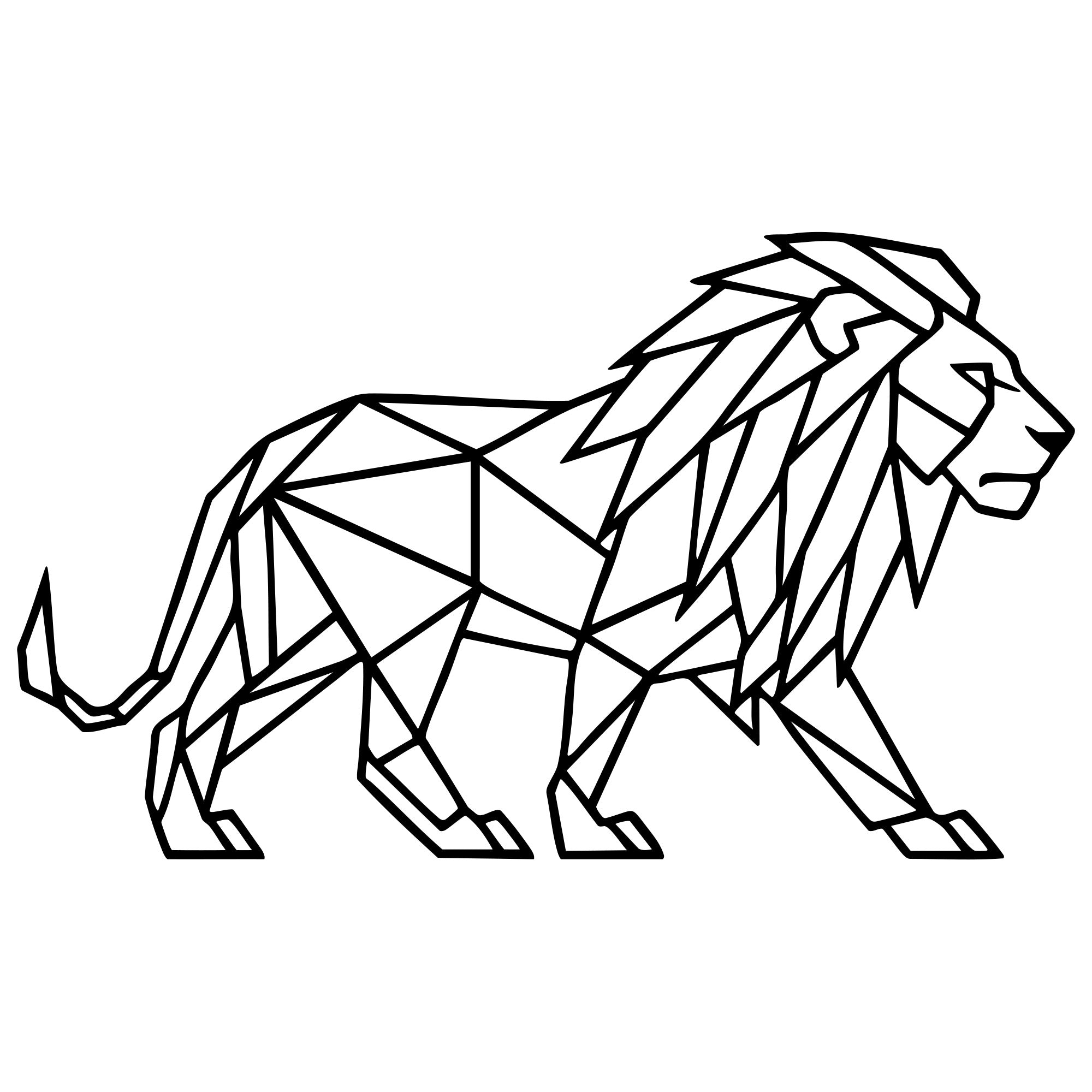Geometric Lion DXF File – CNC Cutting Design | AWLION610