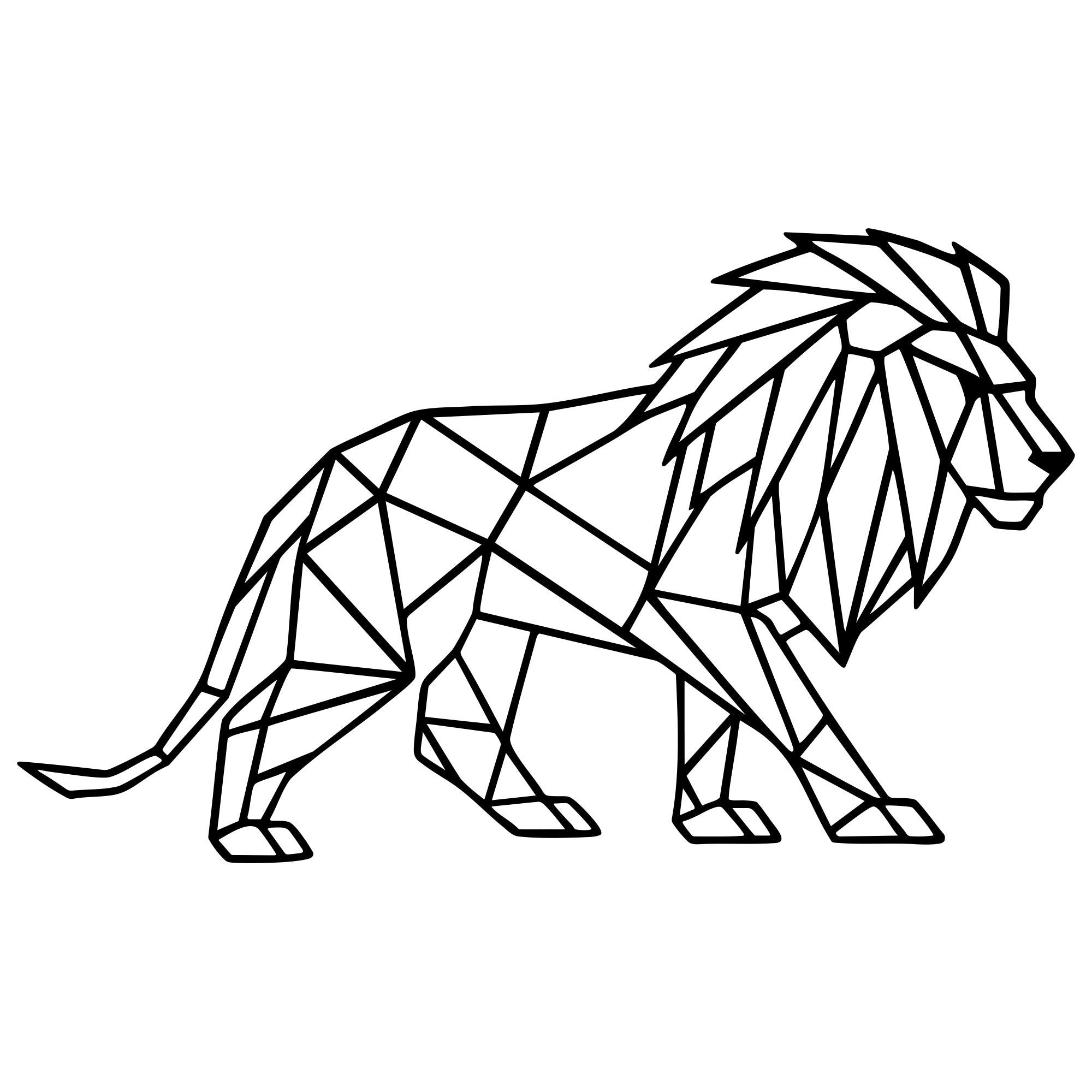 Geometric Lion DXF File – CNC Cutting Design | AWLION611