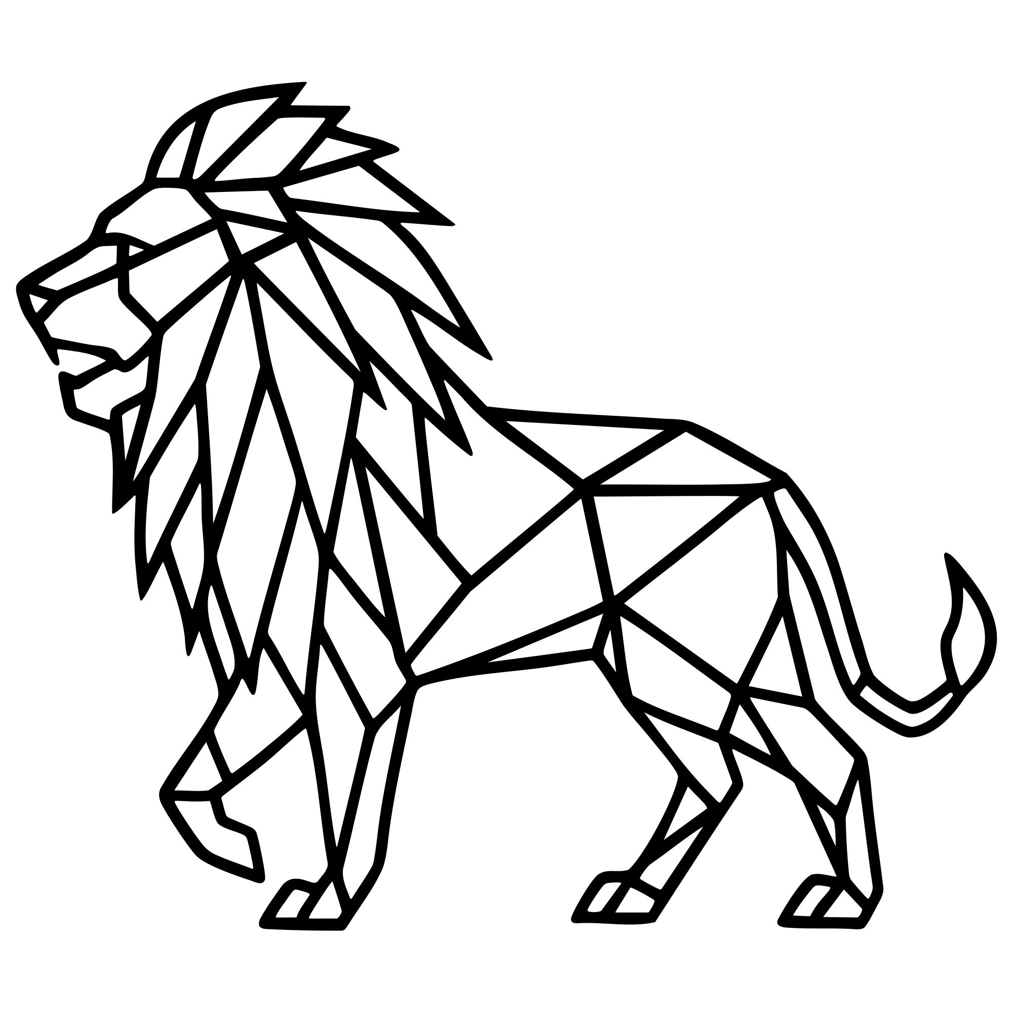 Geometric Lion DXF File – CNC Cutting Design | AWLION612