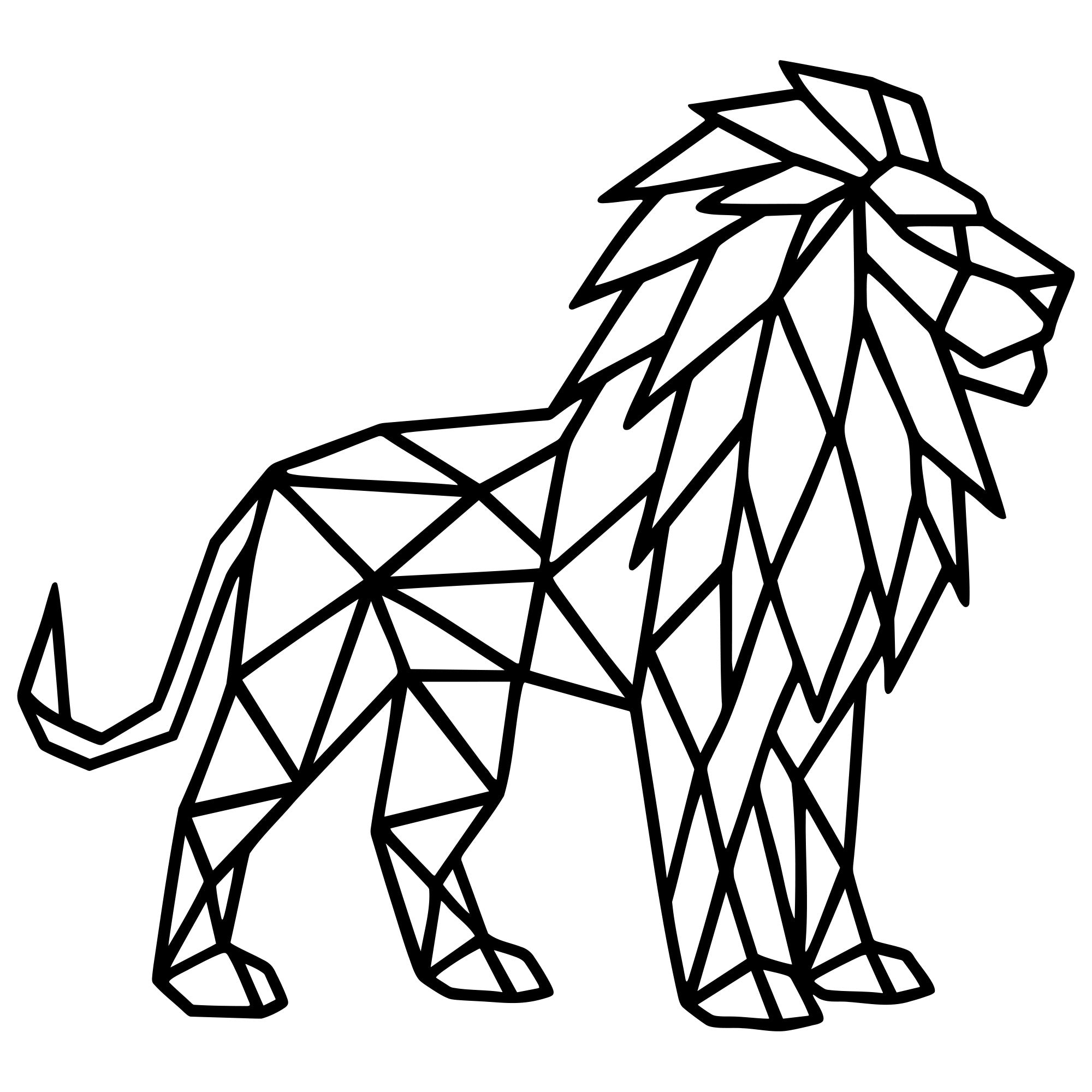 Geometric Lion DXF File – CNC Cutting Design | AWLION613