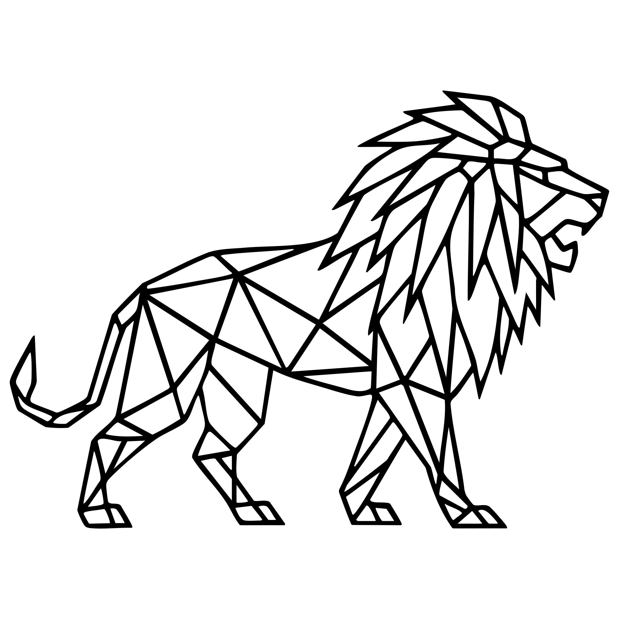 Geometric Lion DXF File – CNC Cutting Design | AWLION615