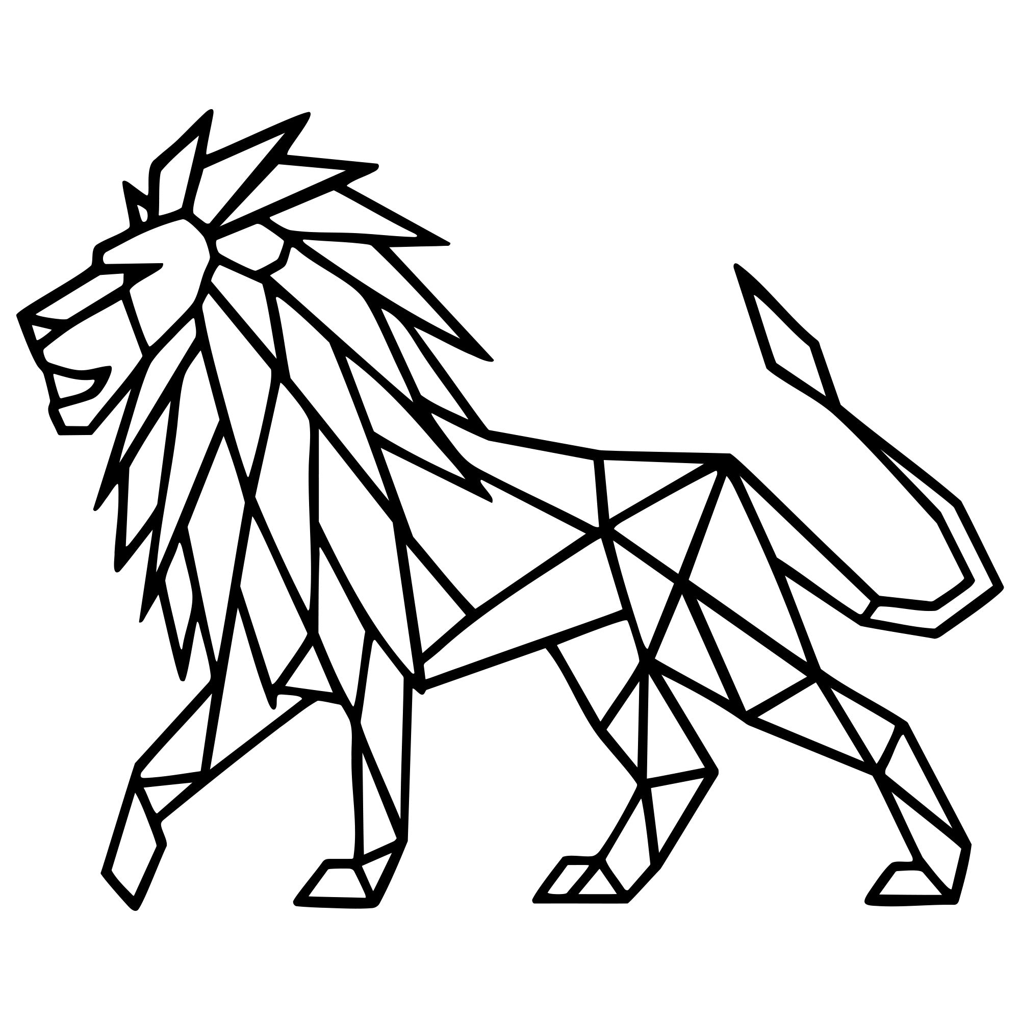 Geometric Lion DXF File – CNC Cutting Design | AWLION616