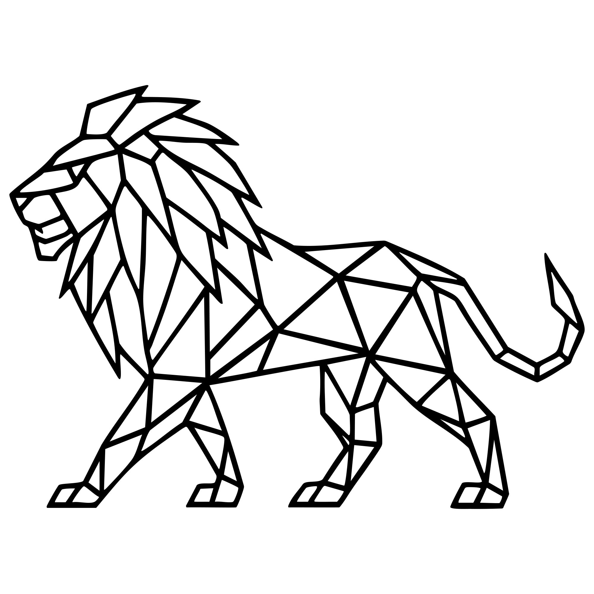 Geometric Lion DXF File – CNC Cutting Design | AWLION620