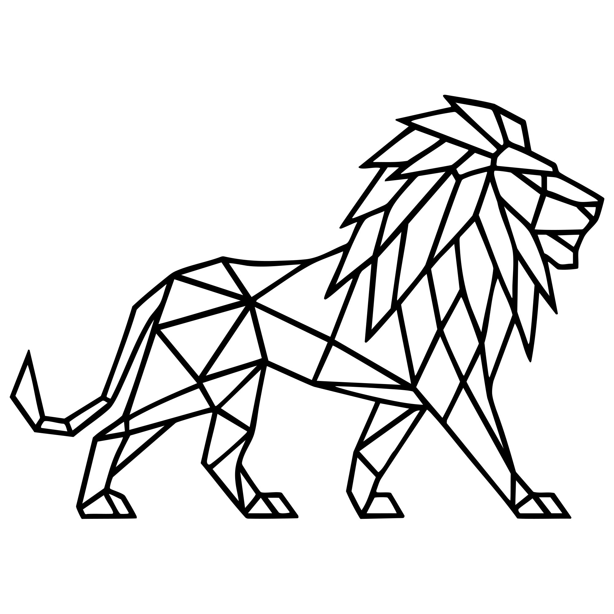 Geometric Lion DXF File – CNC Cutting Design | AWLION621