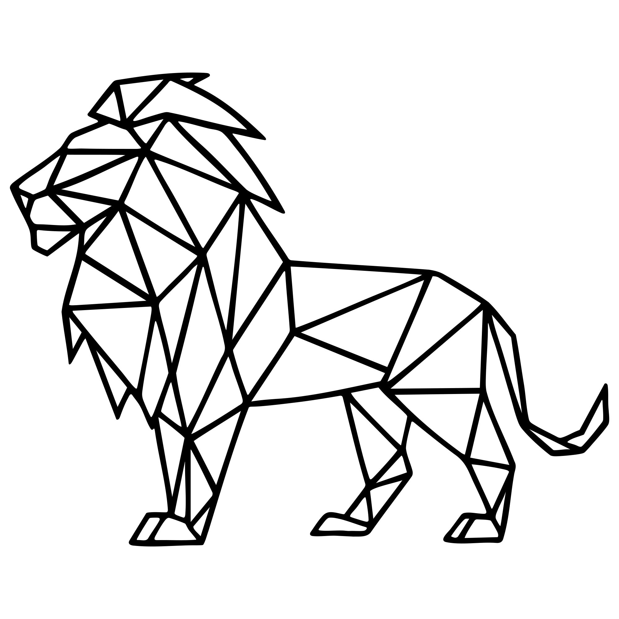 Geometric Lion DXF File – CNC Cutting Design | AWLION622
