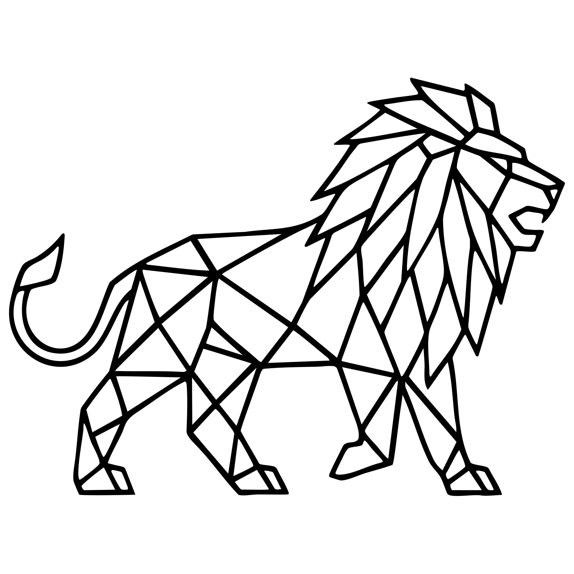 Geometric Lion DXF File – CNC Cutting Design | AWLION623