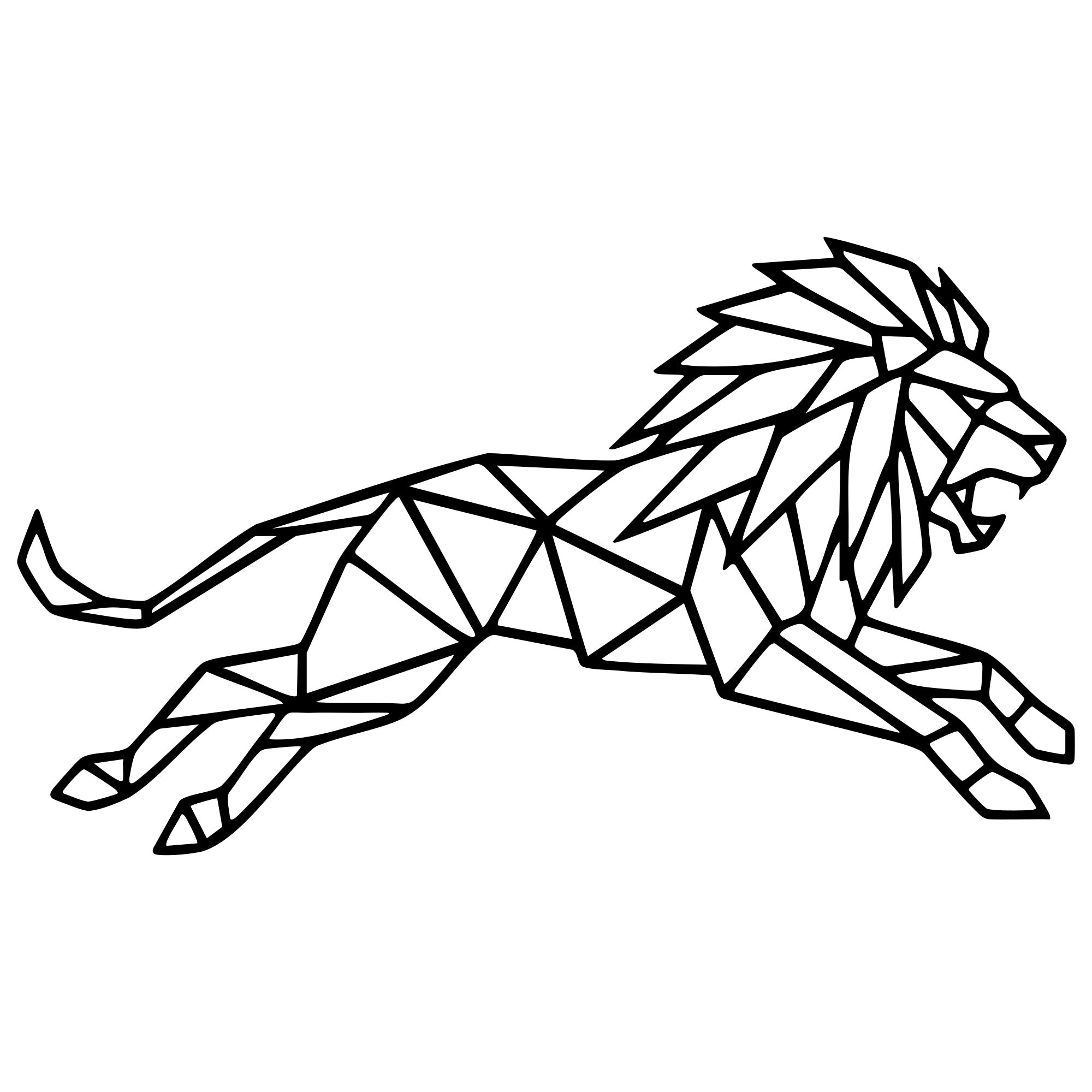 Geometric Lion DXF File – CNC Cutting Design | AWLION624