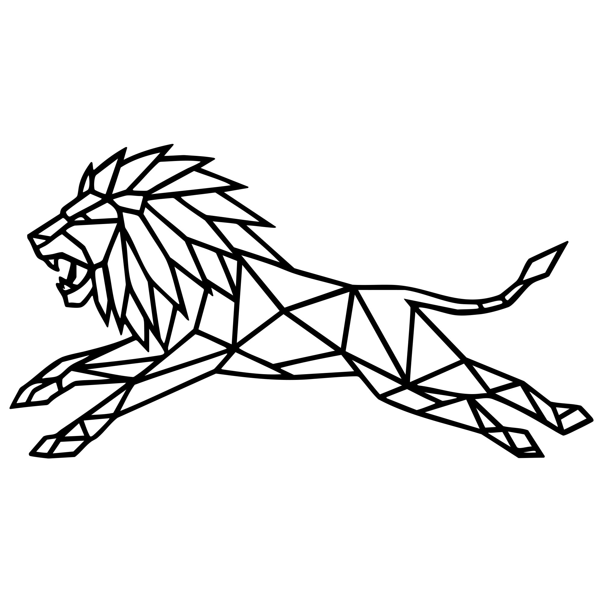 Geometric Lion DXF File – CNC Cutting Design | AWLION625