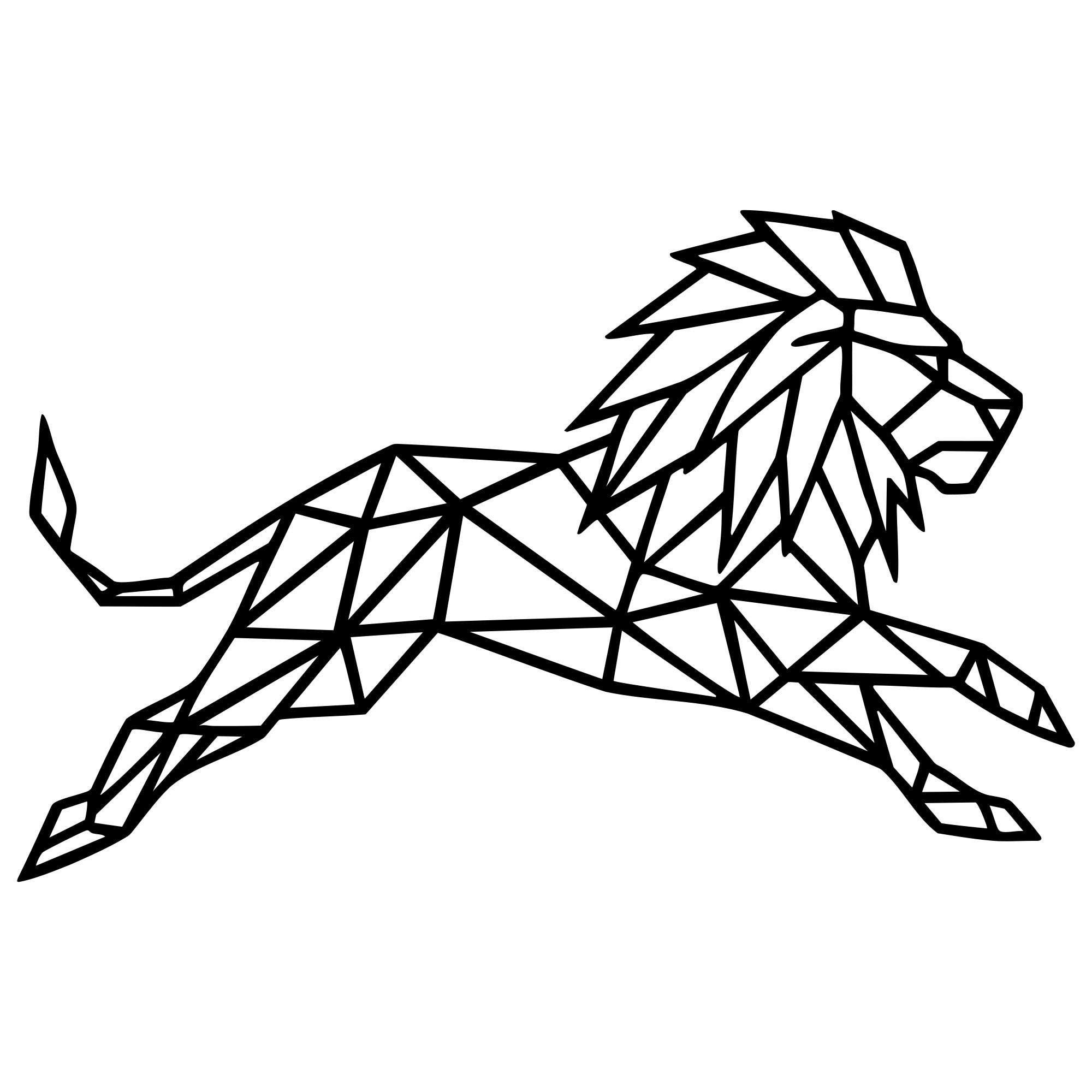 Geometric Lion DXF File – CNC Cutting Design | AWLION626