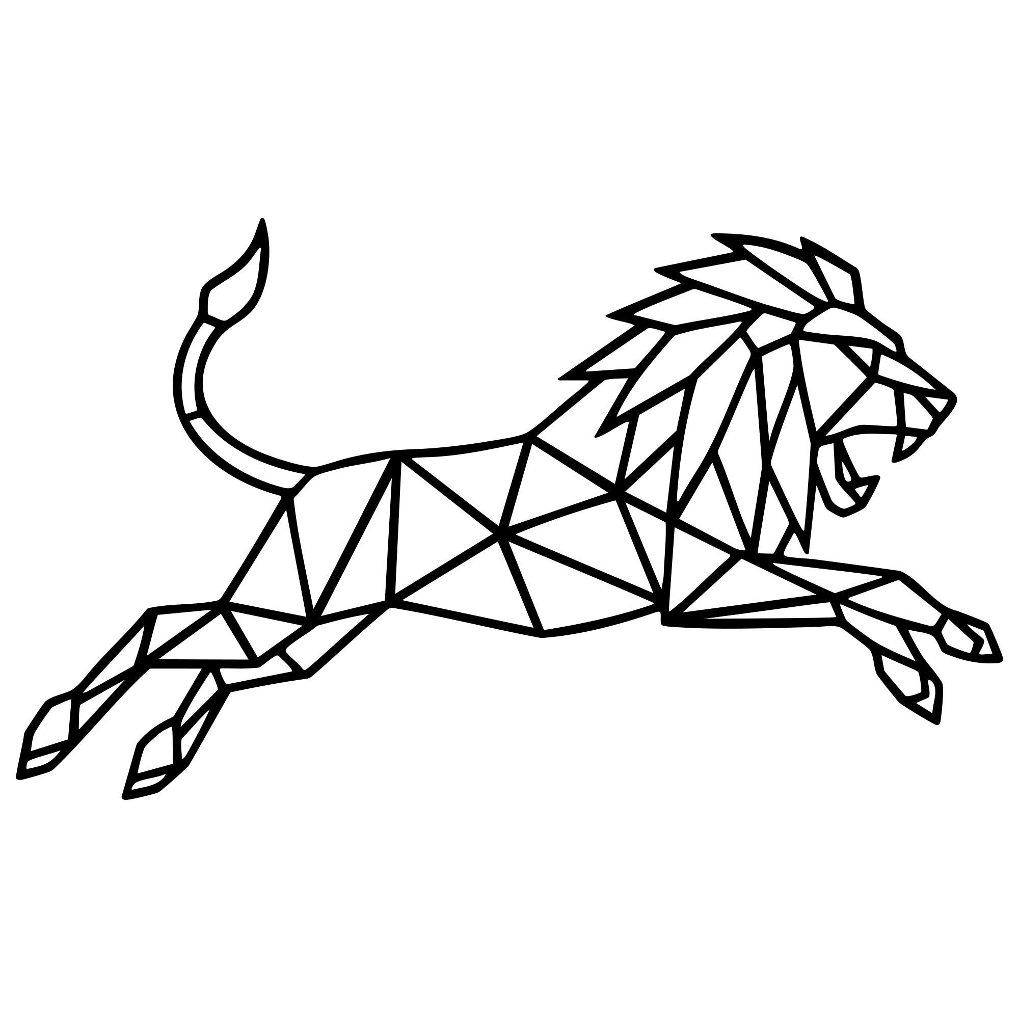 Geometric Lion DXF File – CNC Cutting Design | AWLION628