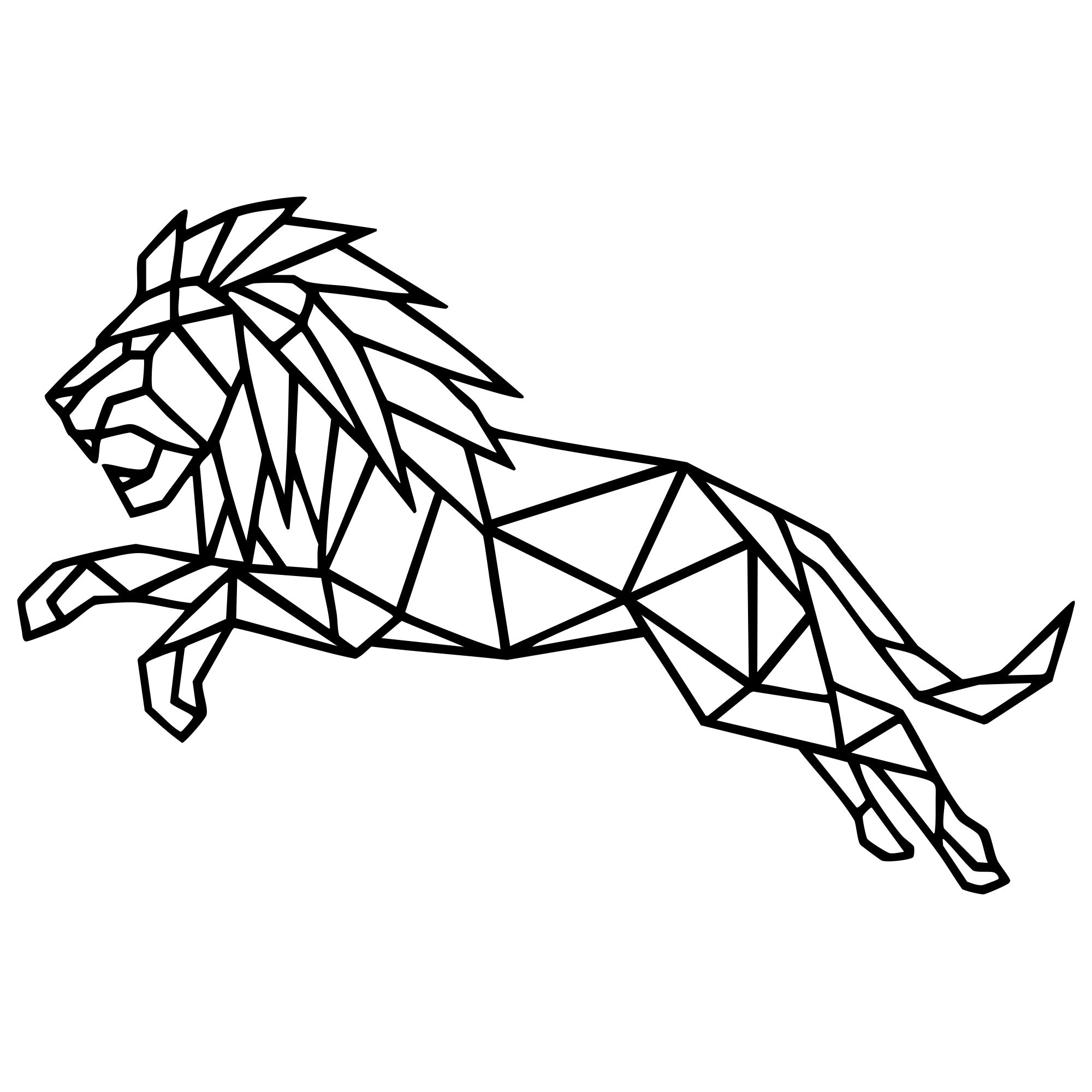 Geometric Lion DXF File – CNC Cutting Design | AWLION629