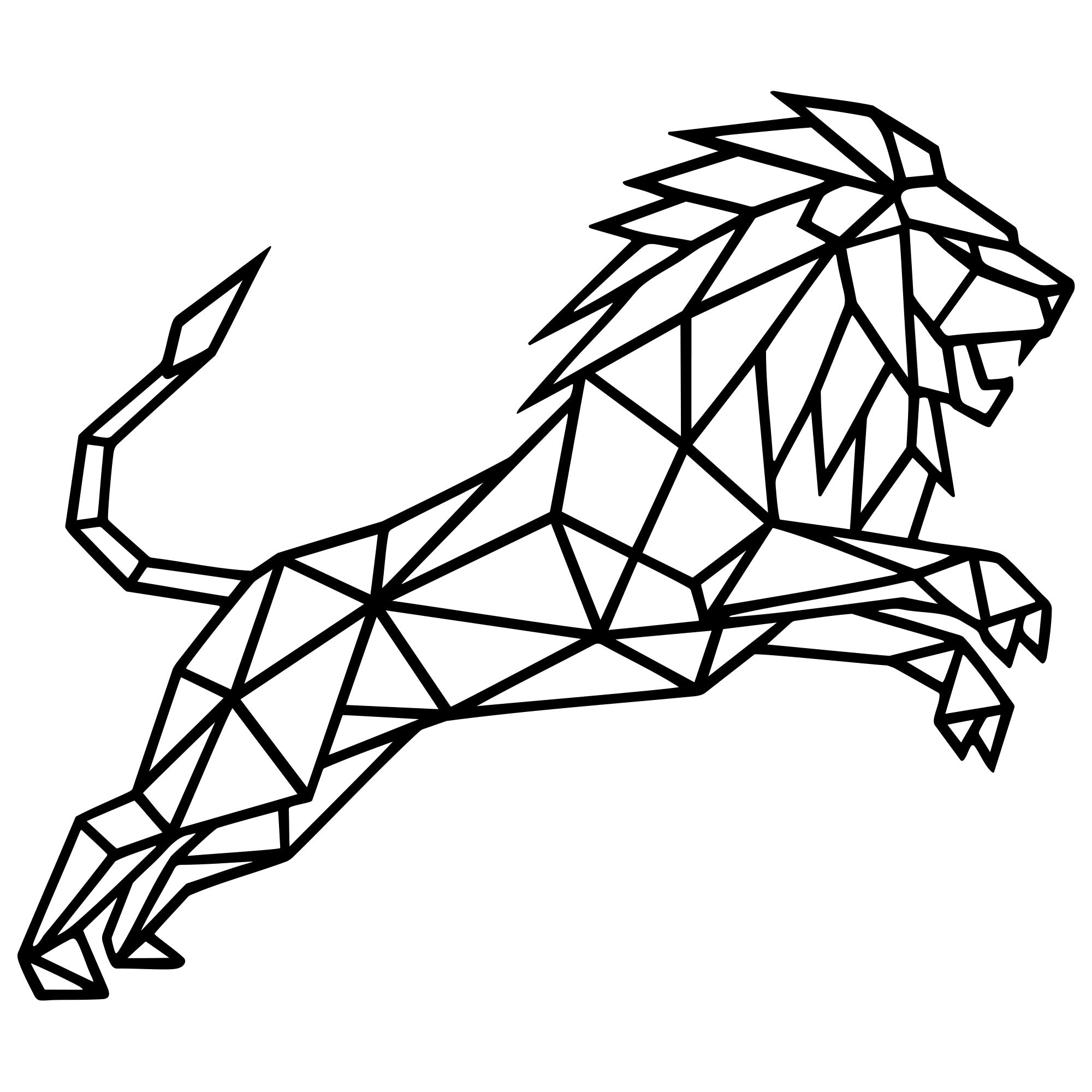 Geometric Lion DXF File – CNC Cutting Design | AWLION630