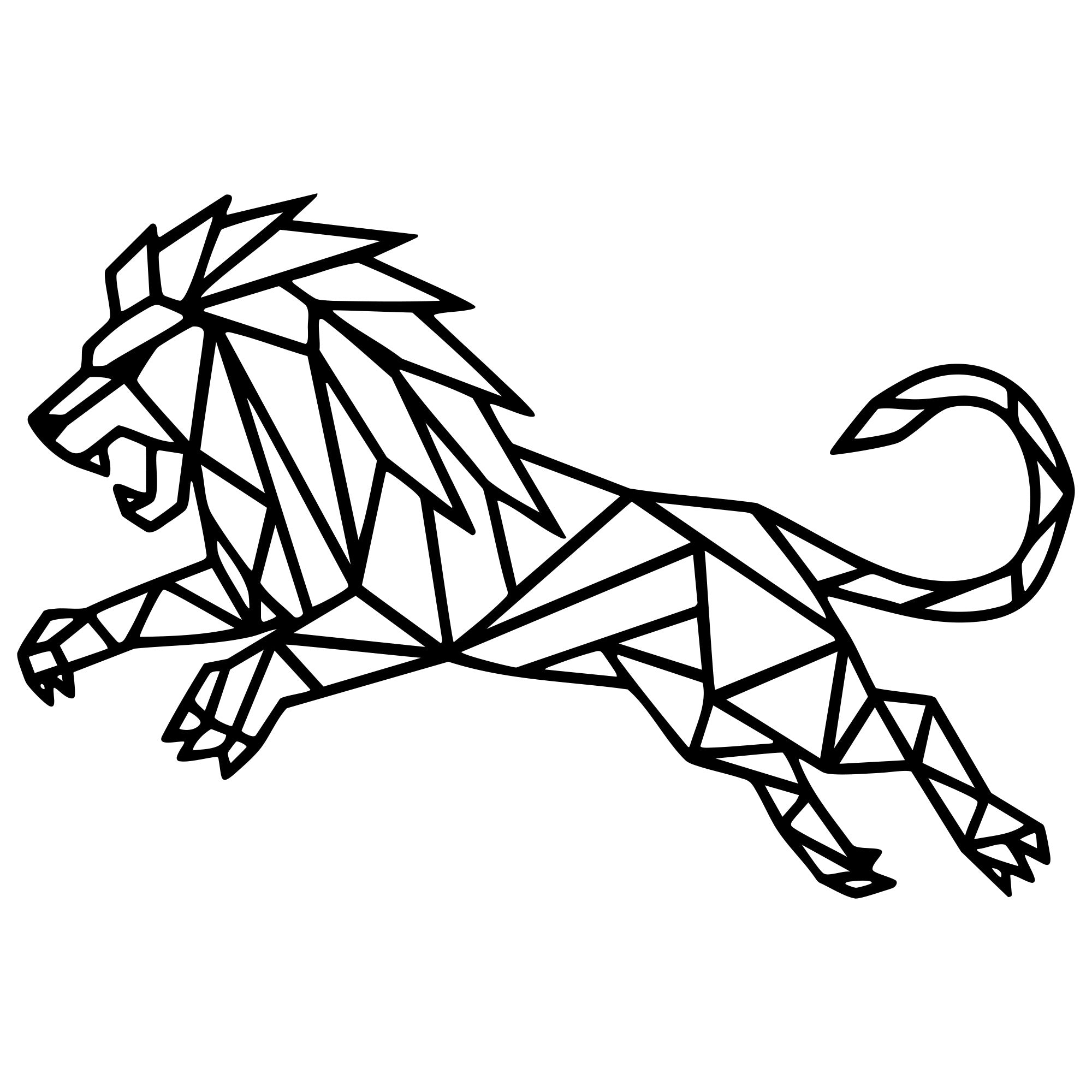 Geometric Lion DXF File – CNC Cutting Design | AWLION631