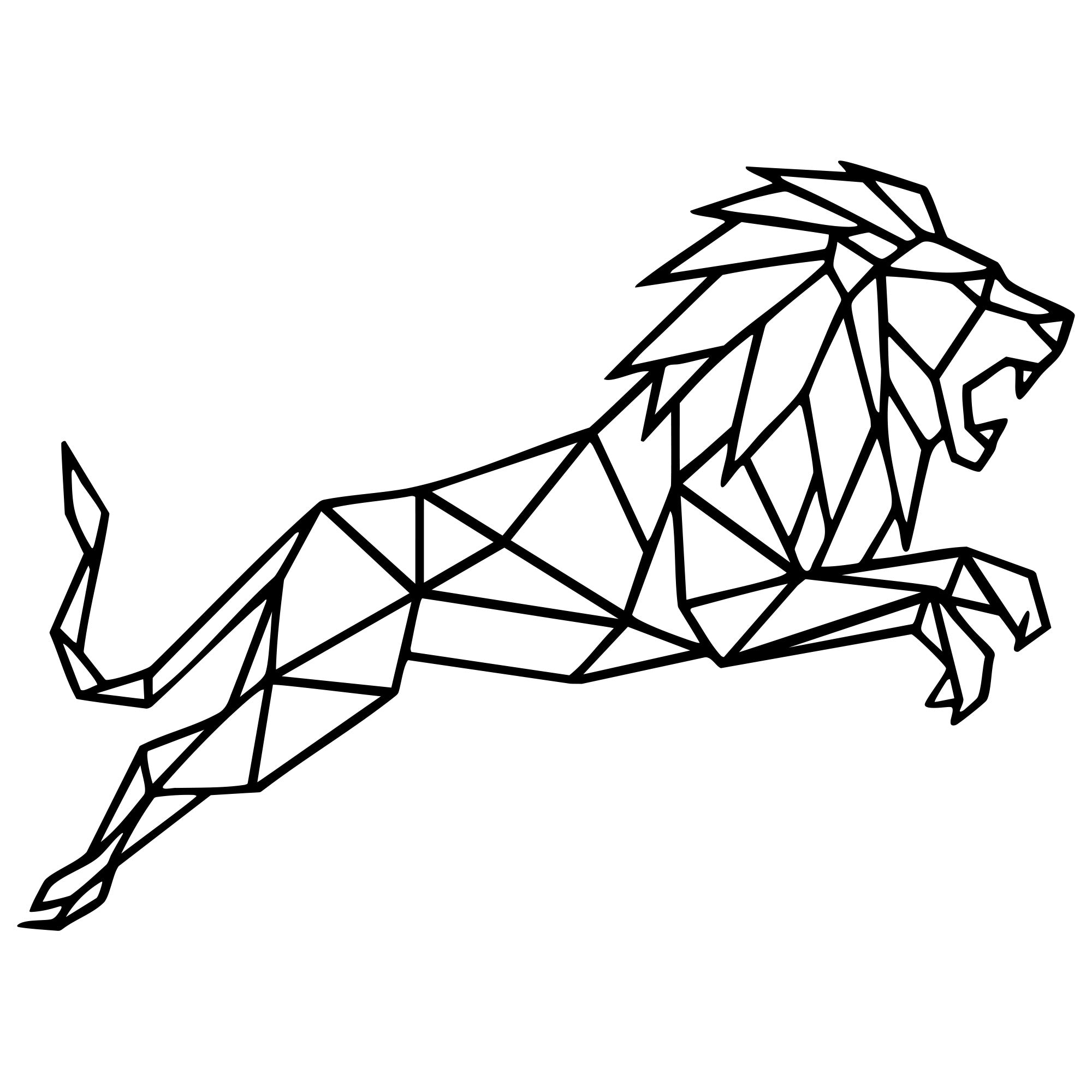 Geometric Lion DXF File – CNC Cutting Design | AWLION632