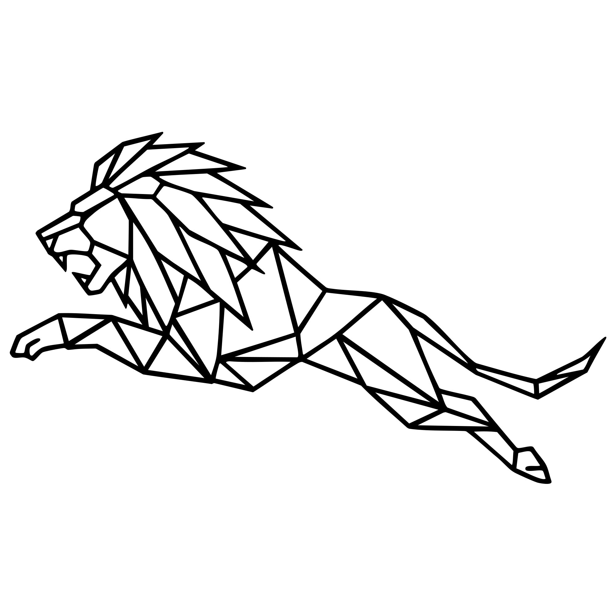 Geometric Lion DXF File – CNC Cutting Design | AWLION633