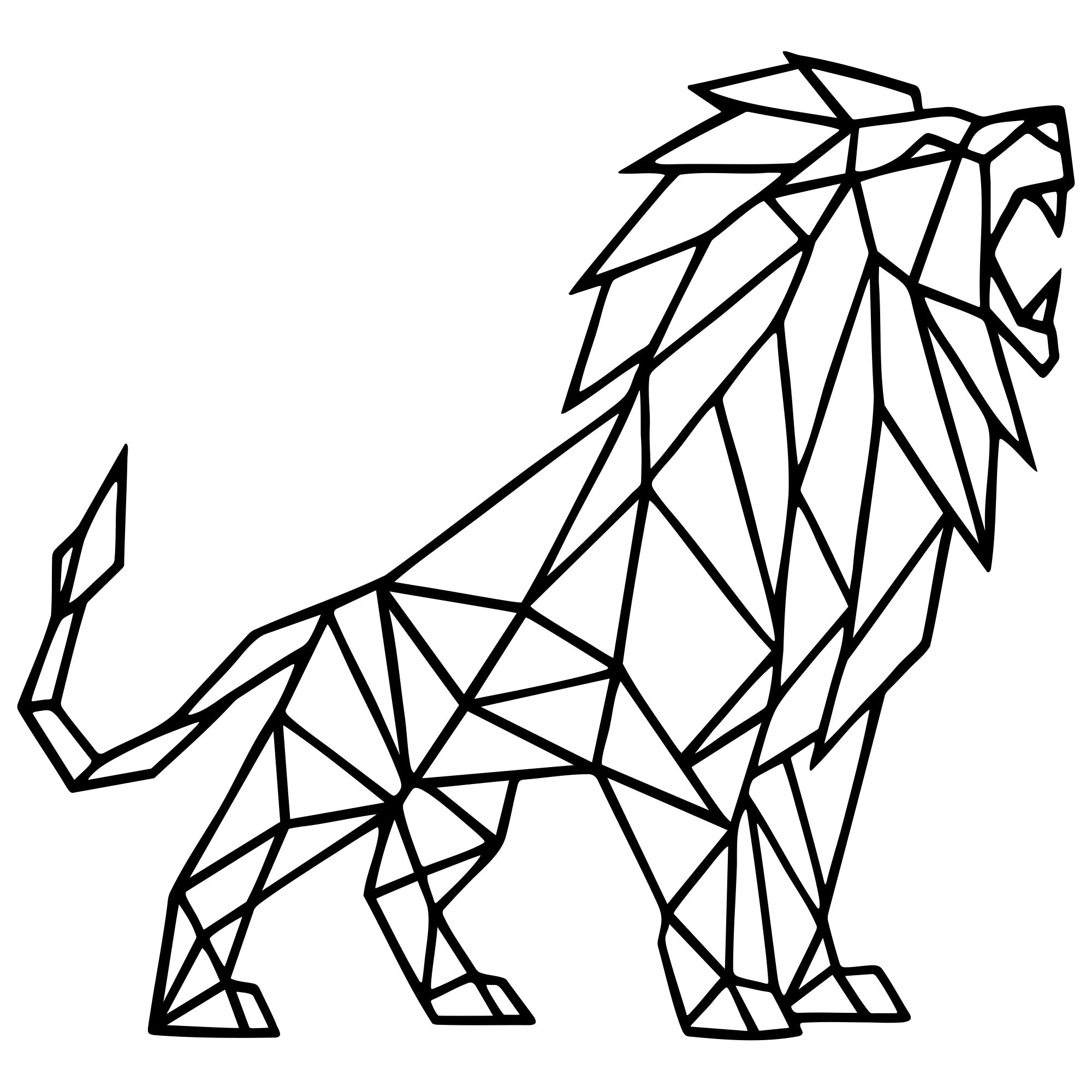 Geometric Lion DXF File – CNC Cutting Design | AWLION634