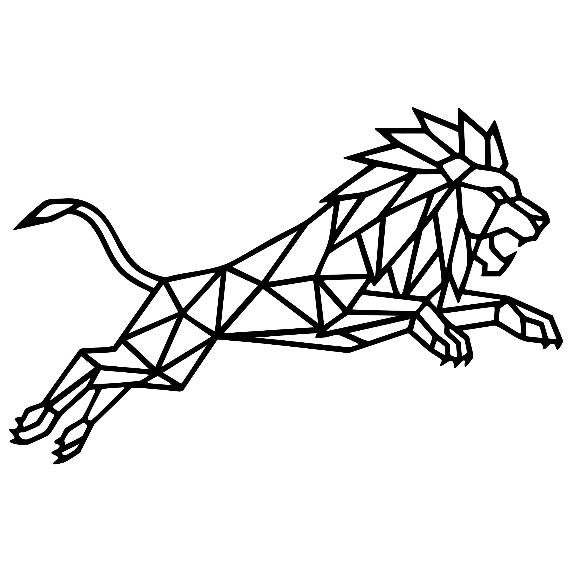 Geometric Lion DXF File – CNC Cutting Design | AWLION635
