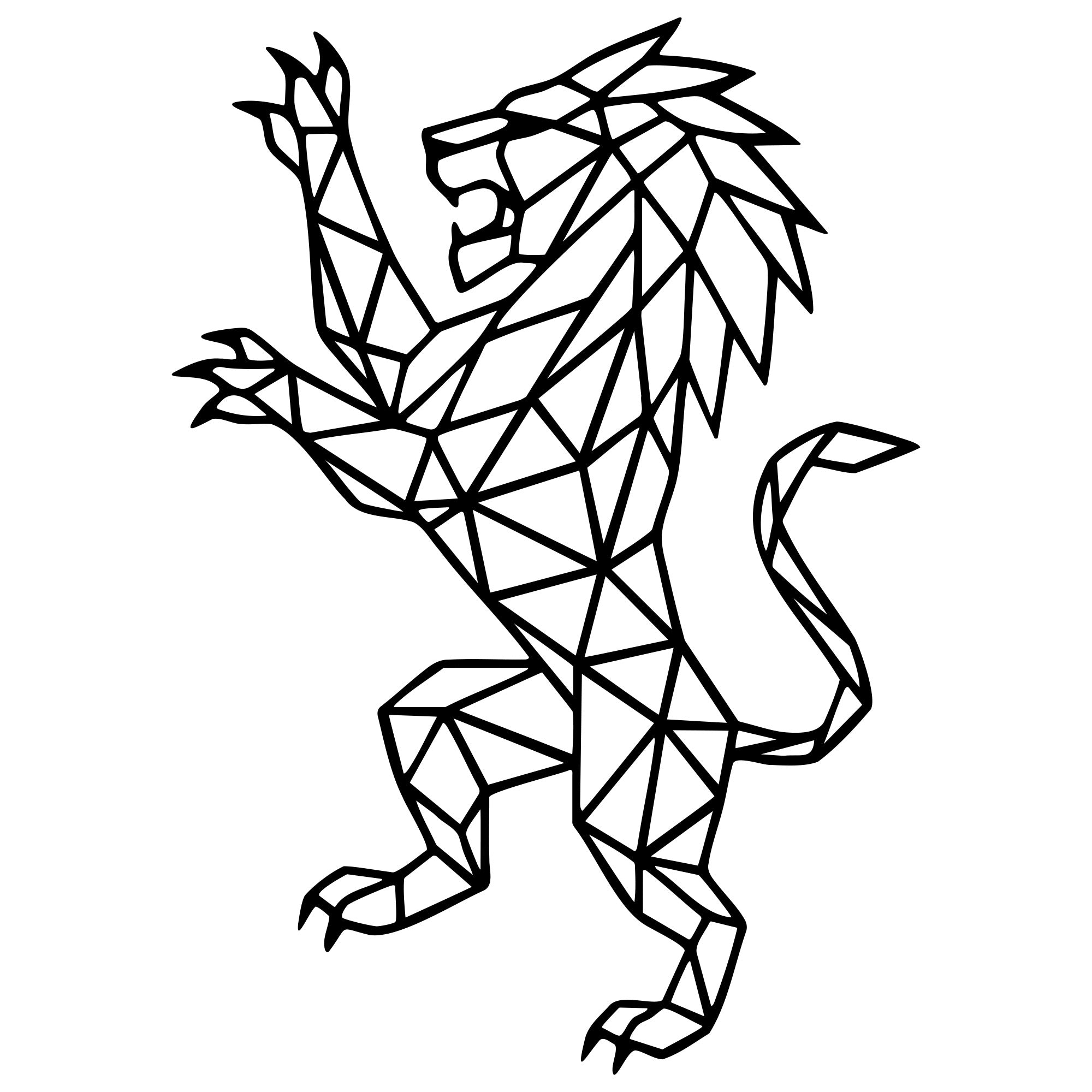 Geometric Lion DXF File – CNC Cutting Design | AWLION637