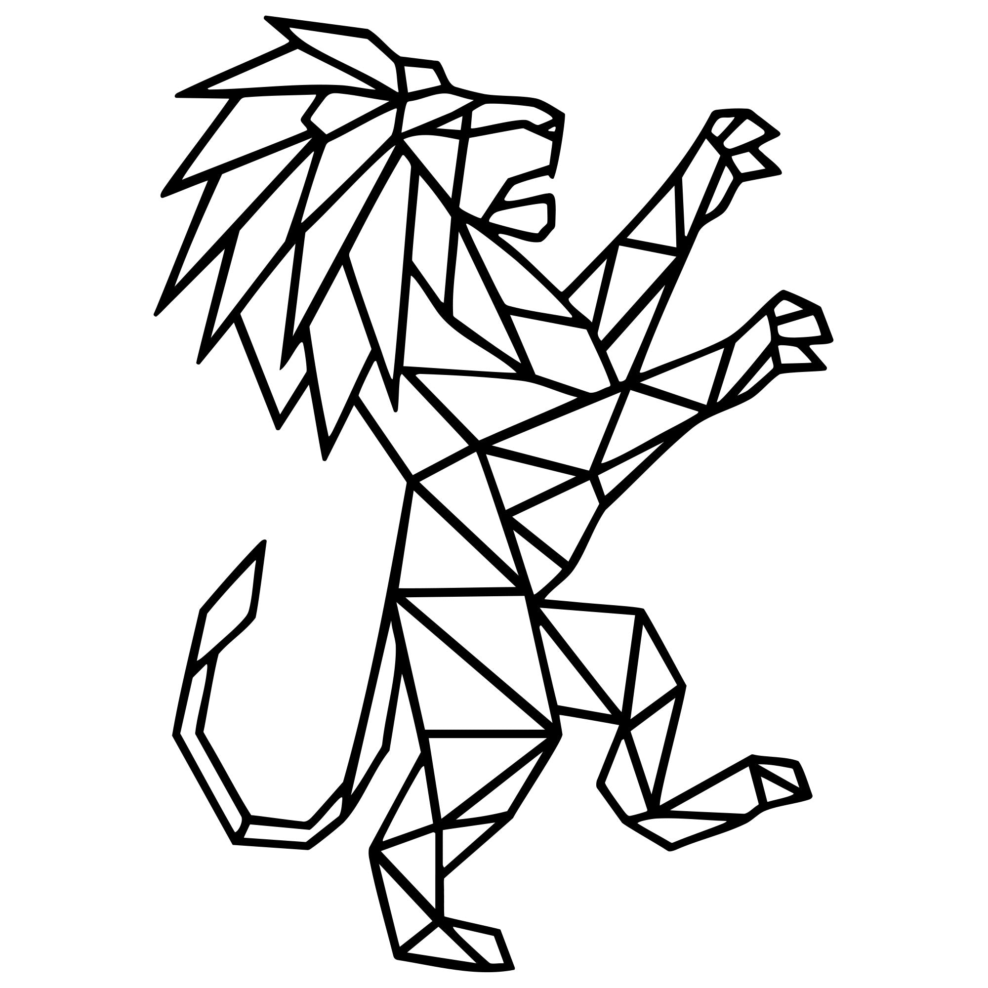 Geometric Lion DXF File – CNC Cutting Design | AWLION640