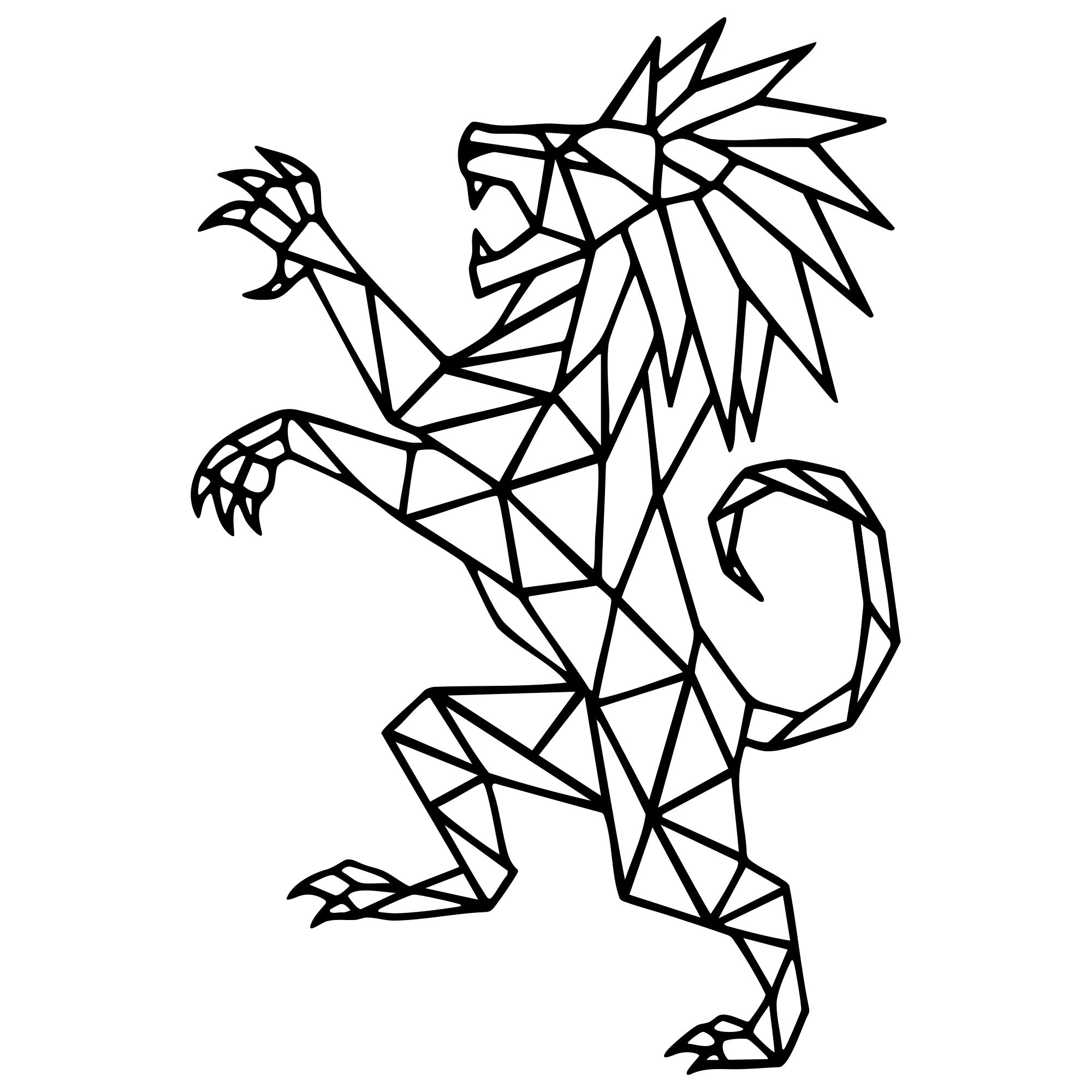 Geometric Lion DXF File – CNC Cutting Design | AWLION641