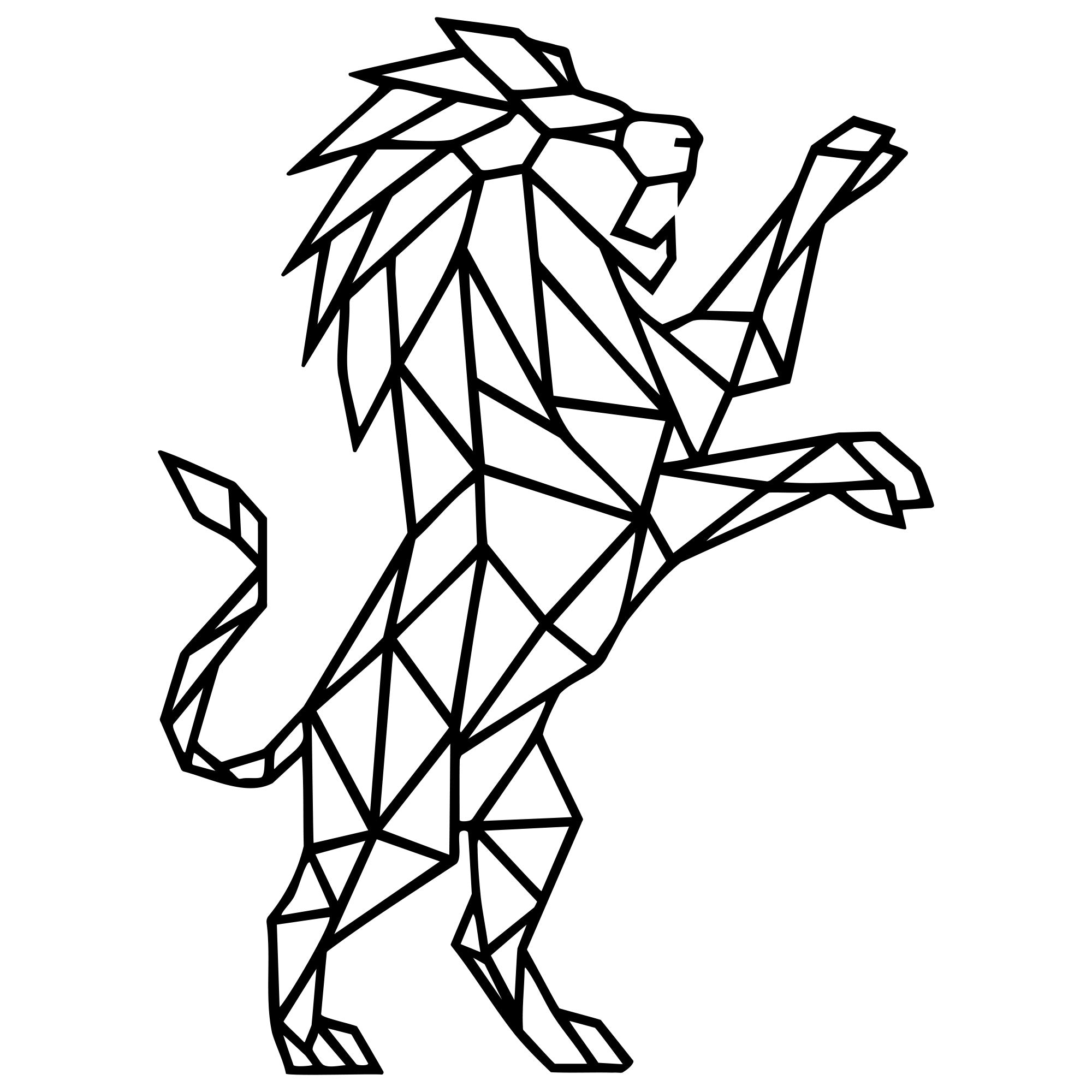 Geometric Lion DXF File – CNC Cutting Design | AWLION642