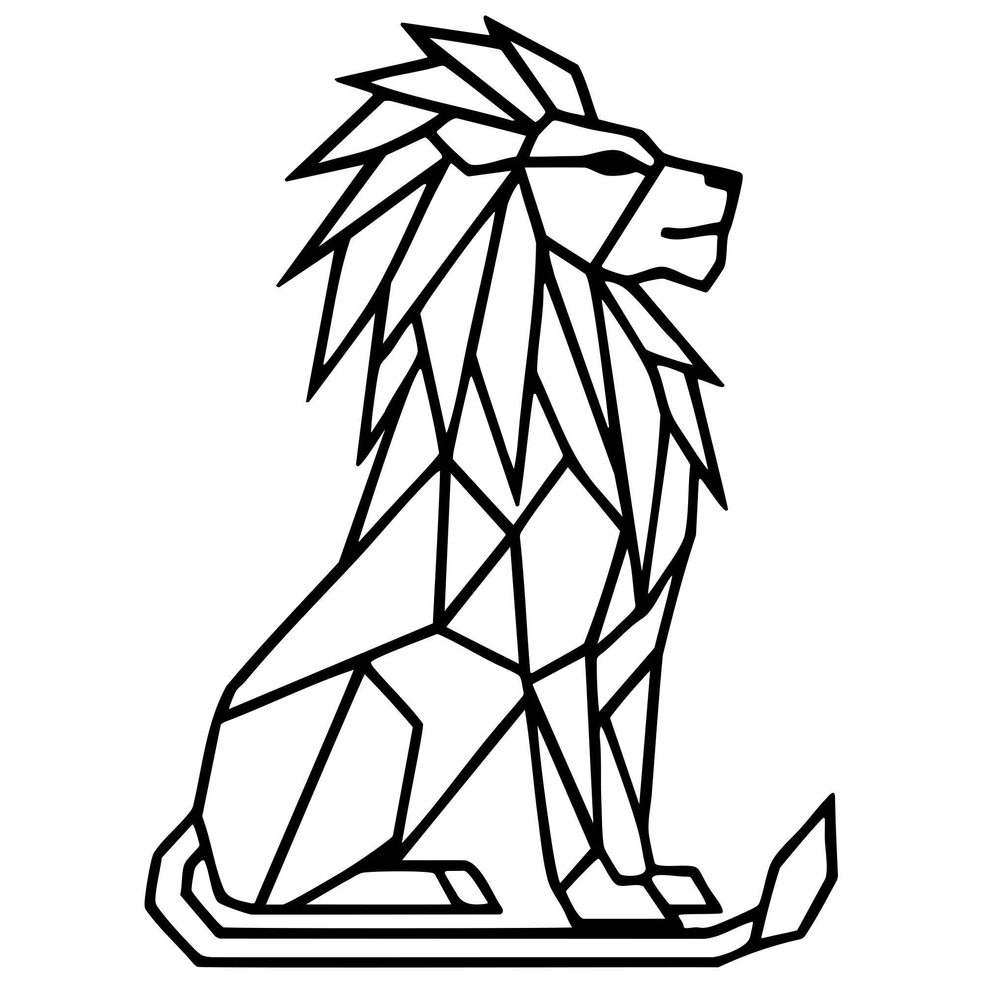 Geometric Lion DXF File – CNC Cutting Design | AWLION644