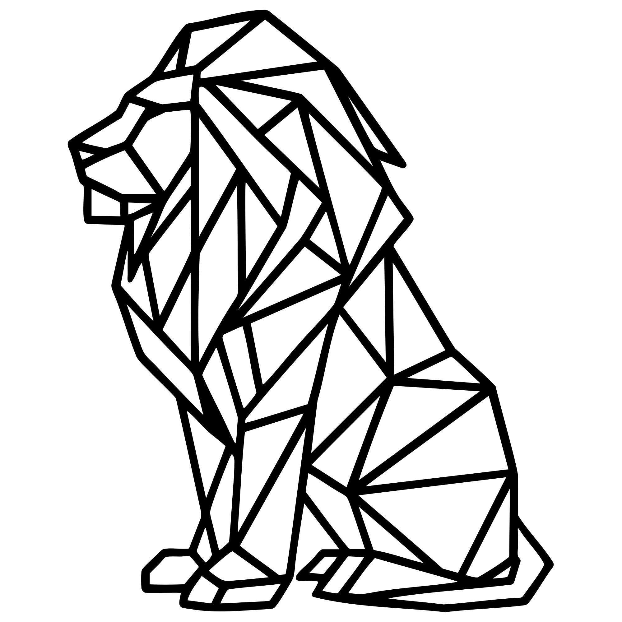 Geometric Lion DXF File – CNC Cutting Design | AWLION645