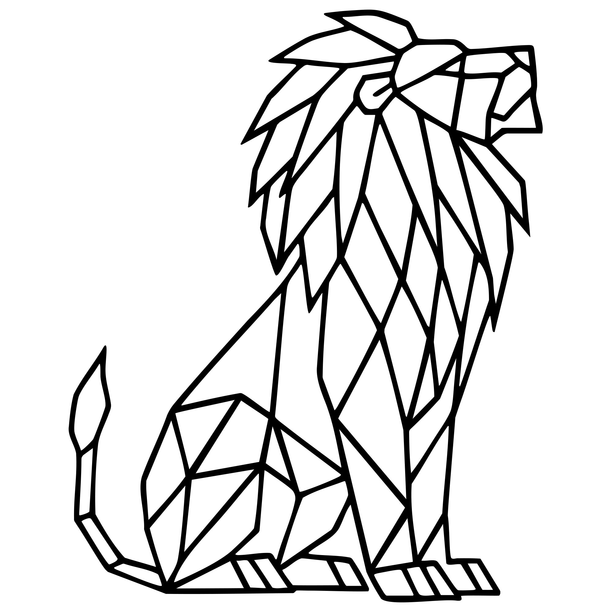 Geometric Lion DXF File – CNC Cutting Design | AWLION646